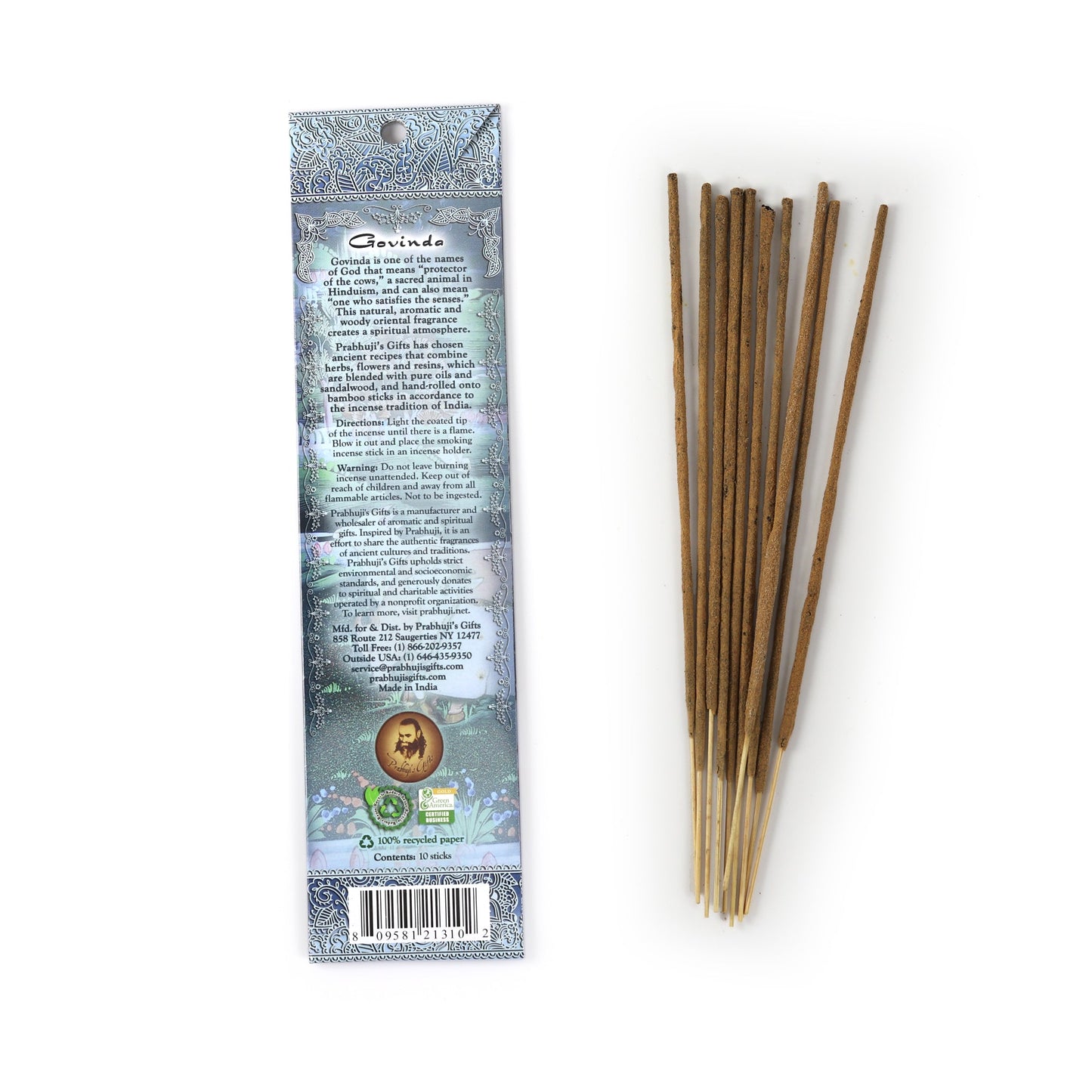 Prabhuji Incense Sticks Govinda - Sandalwood, Sage, and Lavender