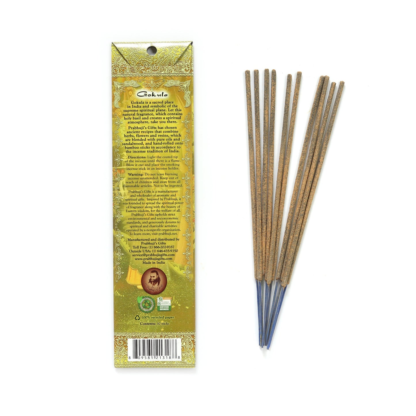 Prabhuji Incense Sticks Gokula - Myrrh, Vanilla, and Tulsi
