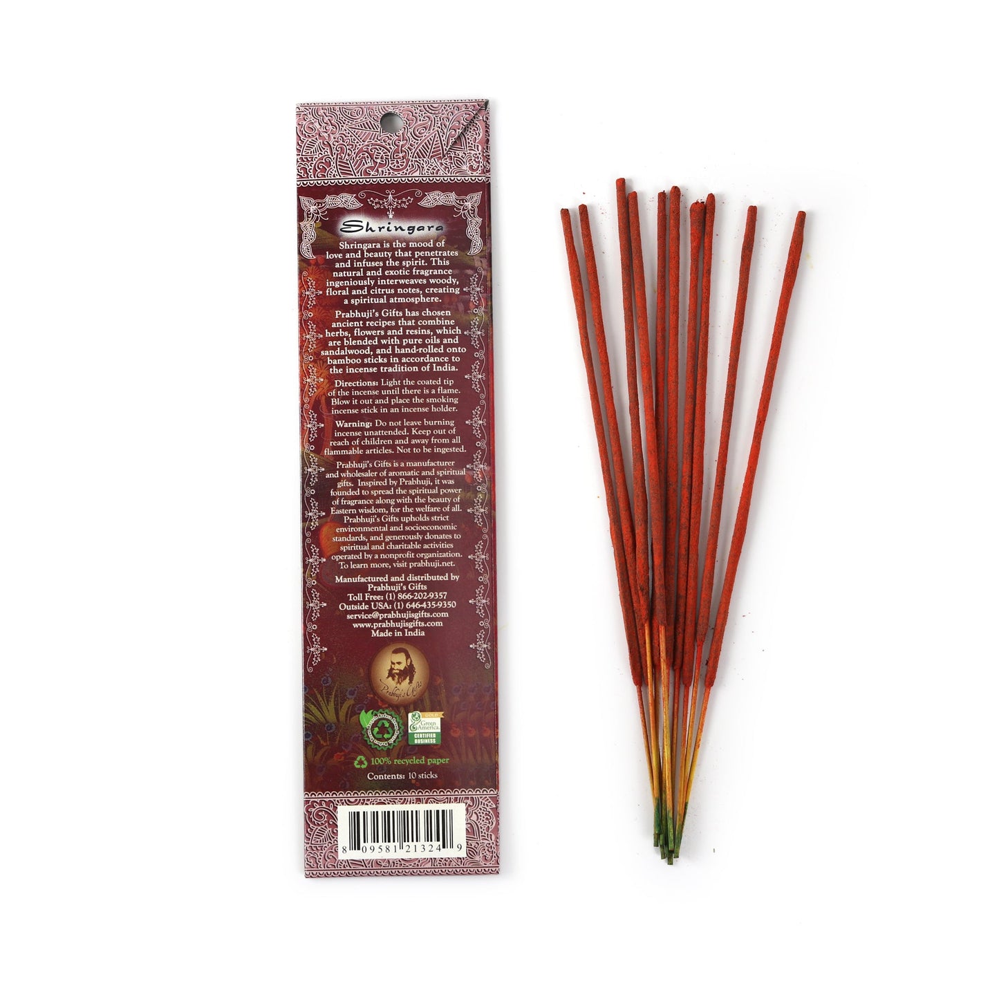 Prabhuji Incense Sticks Shringara - Citronella, Patchouli and Geranium