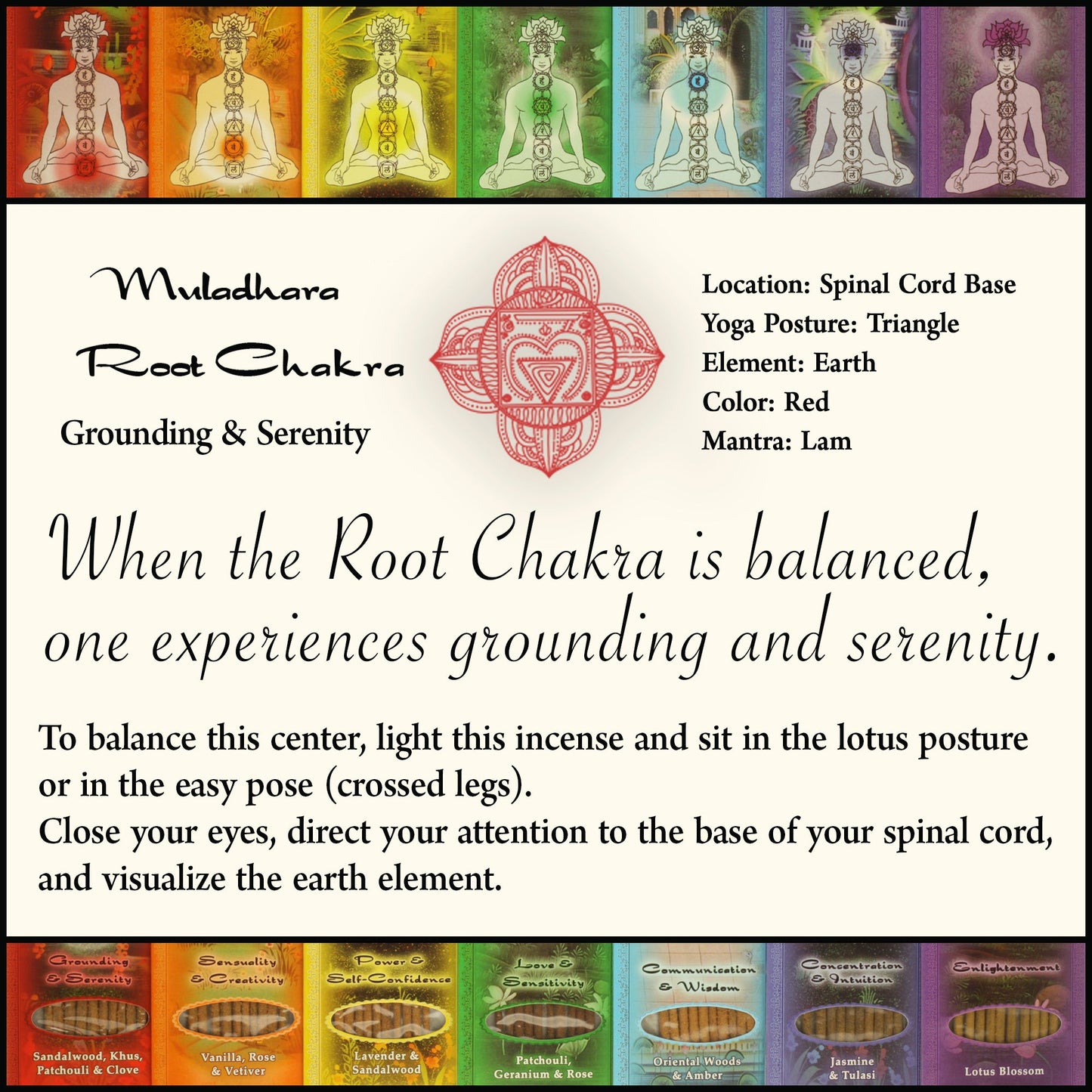 Prabhuji Incense Sticks Root Chakra Muladhara - Grounding and Serenity