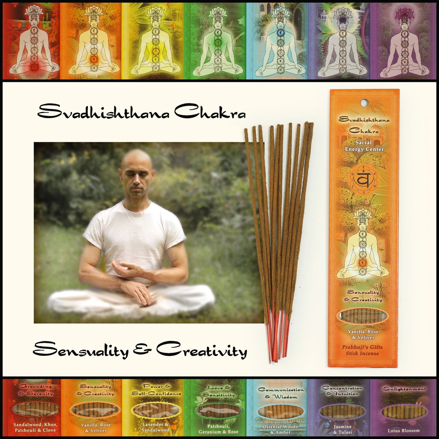 Prabhuji Incense Sticks Sacral Chakra Svadhishtana - Sensuality and Creativity