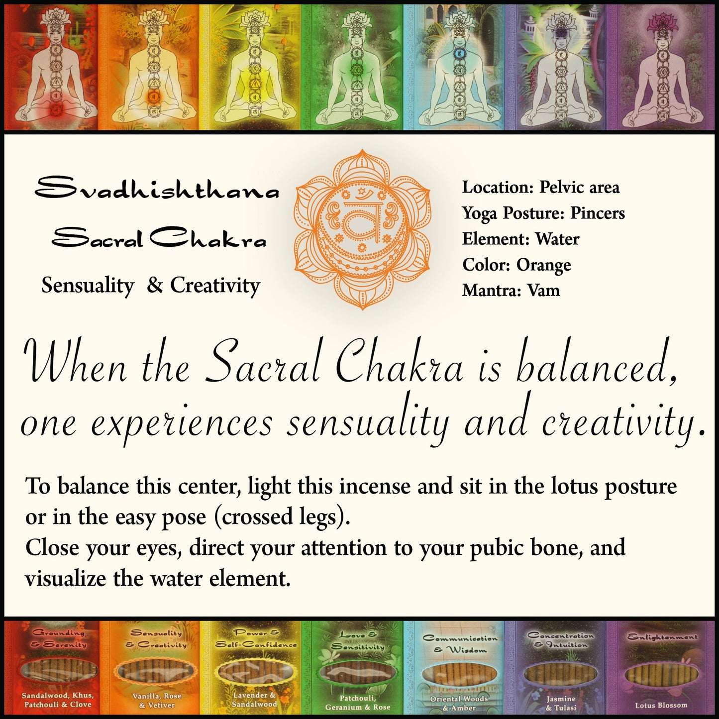 Prabhuji Incense Sticks Sacral Chakra Svadhishtana - Sensuality and Creativity
