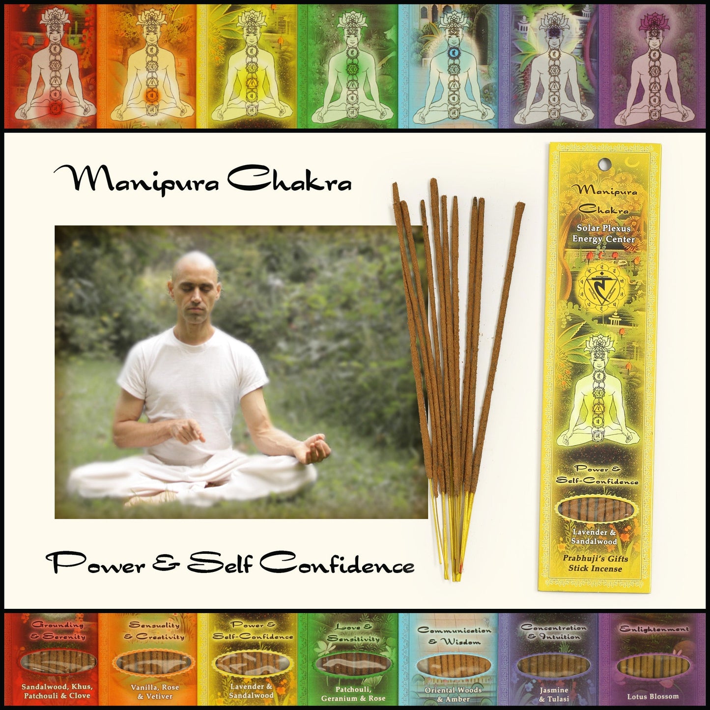 Prabhuji Incense Sticks Solar Plexus Chakra Manipura - Power and Self-confidence