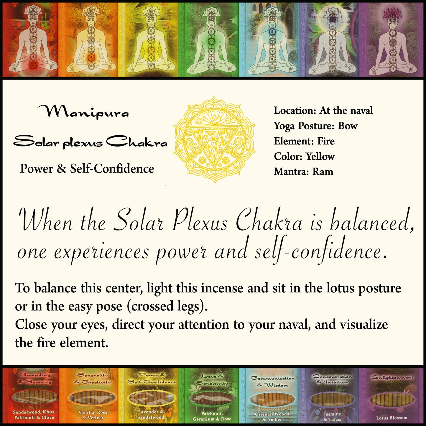 Prabhuji Incense Sticks Solar Plexus Chakra Manipura - Power and Self-confidence