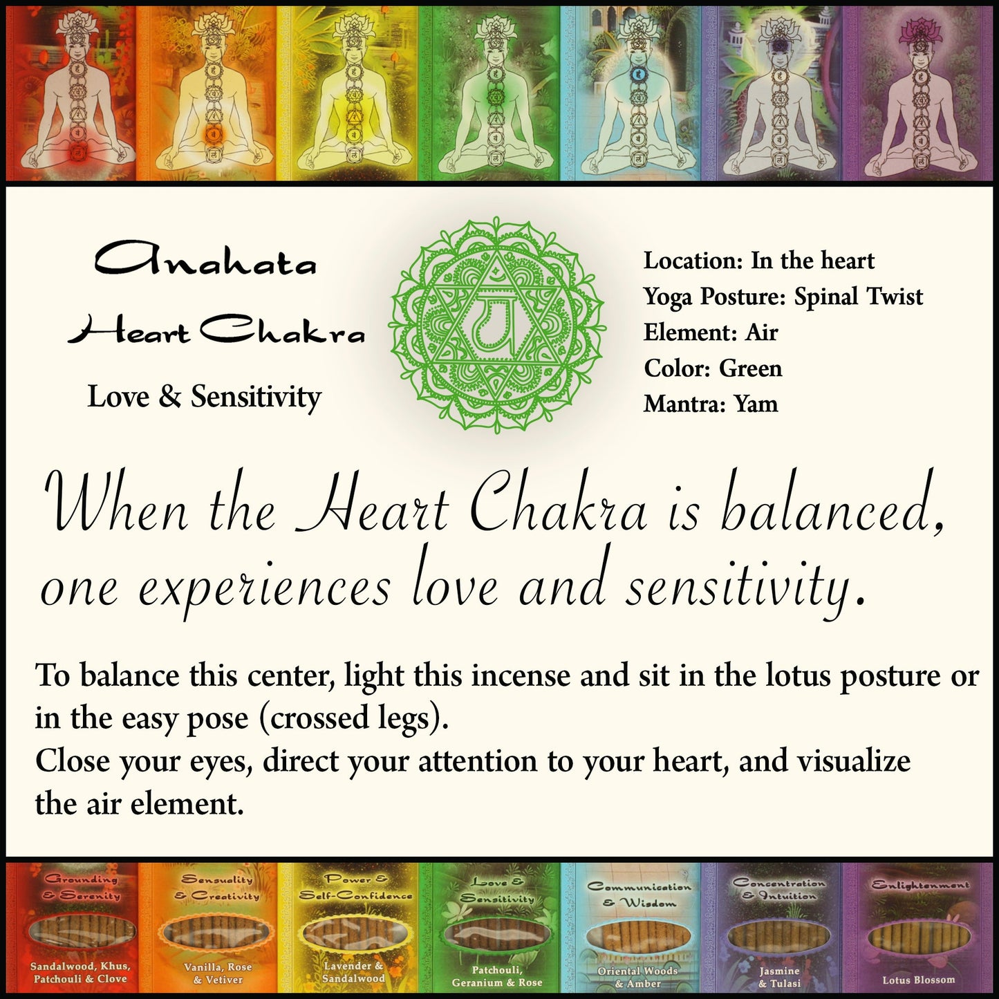 Prabhuji Incense Sticks Heart Chakra Anahata - Love and Sensitivity