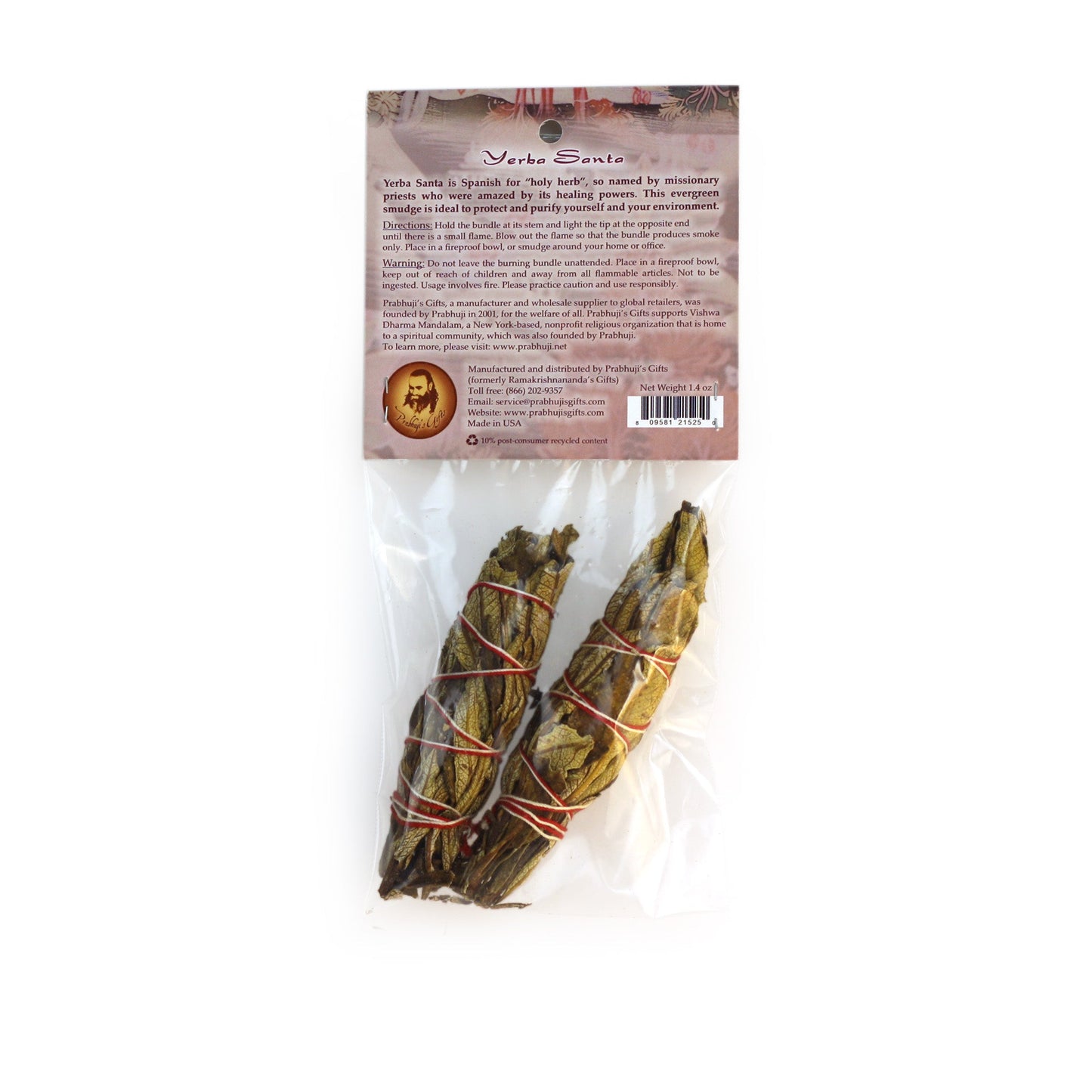 Prabhuji Smudging Herbs - Yerba Santa Smudge Stick - 2 Mini Bundles