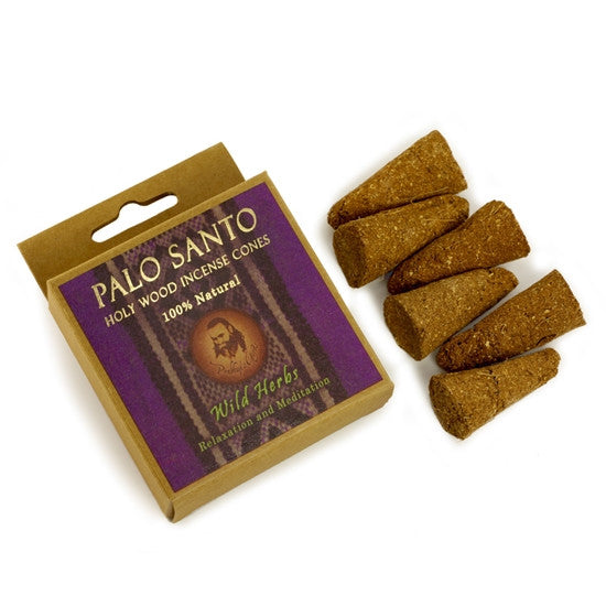 Palo Santo and Wild Herbs - Relaxation & Meditation - 6 Incense Cones - Wholesale and Retail Prabhuji's Gifts
