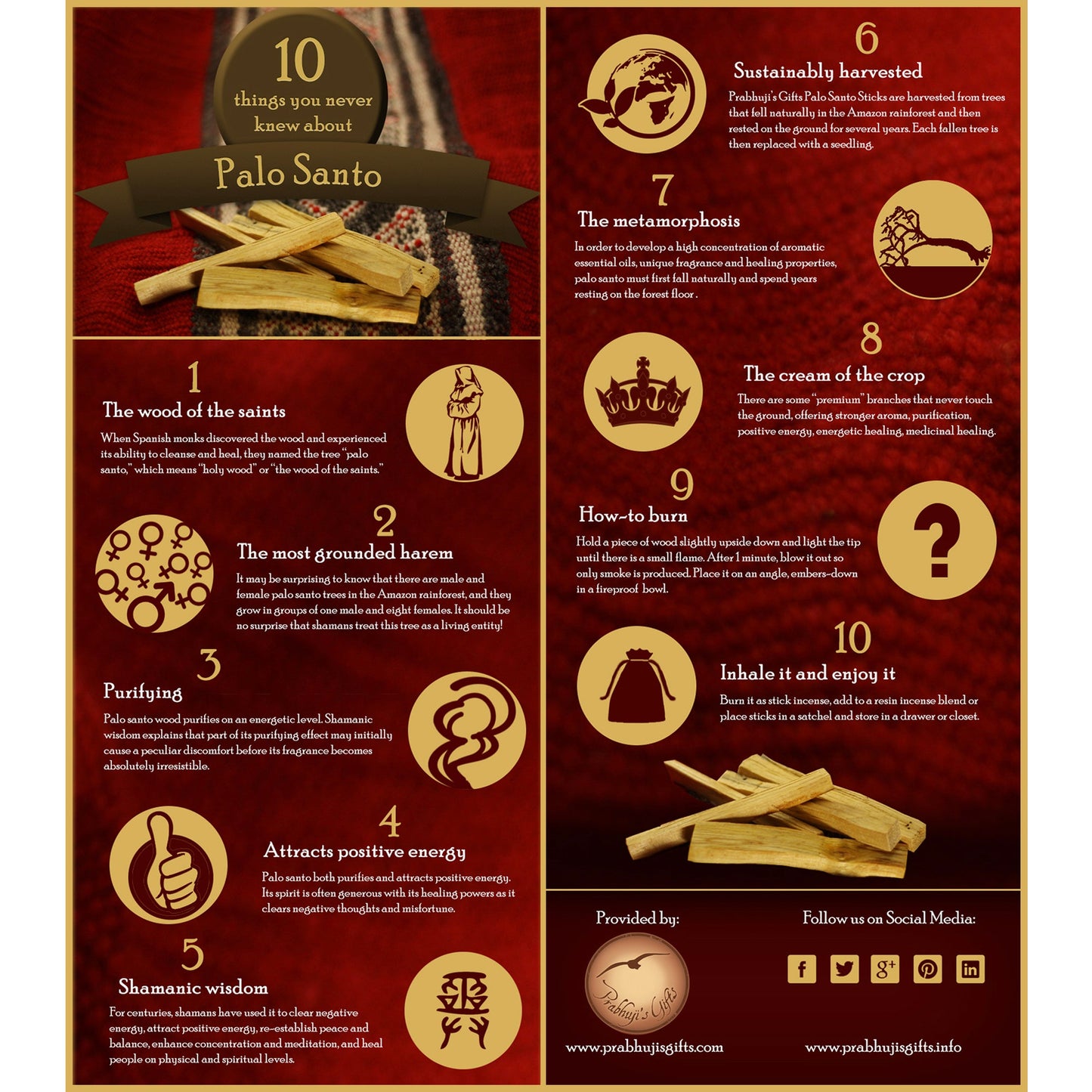 Prabhuji Palo Santo Raw Incense Wood - Standard - 5 Sticks