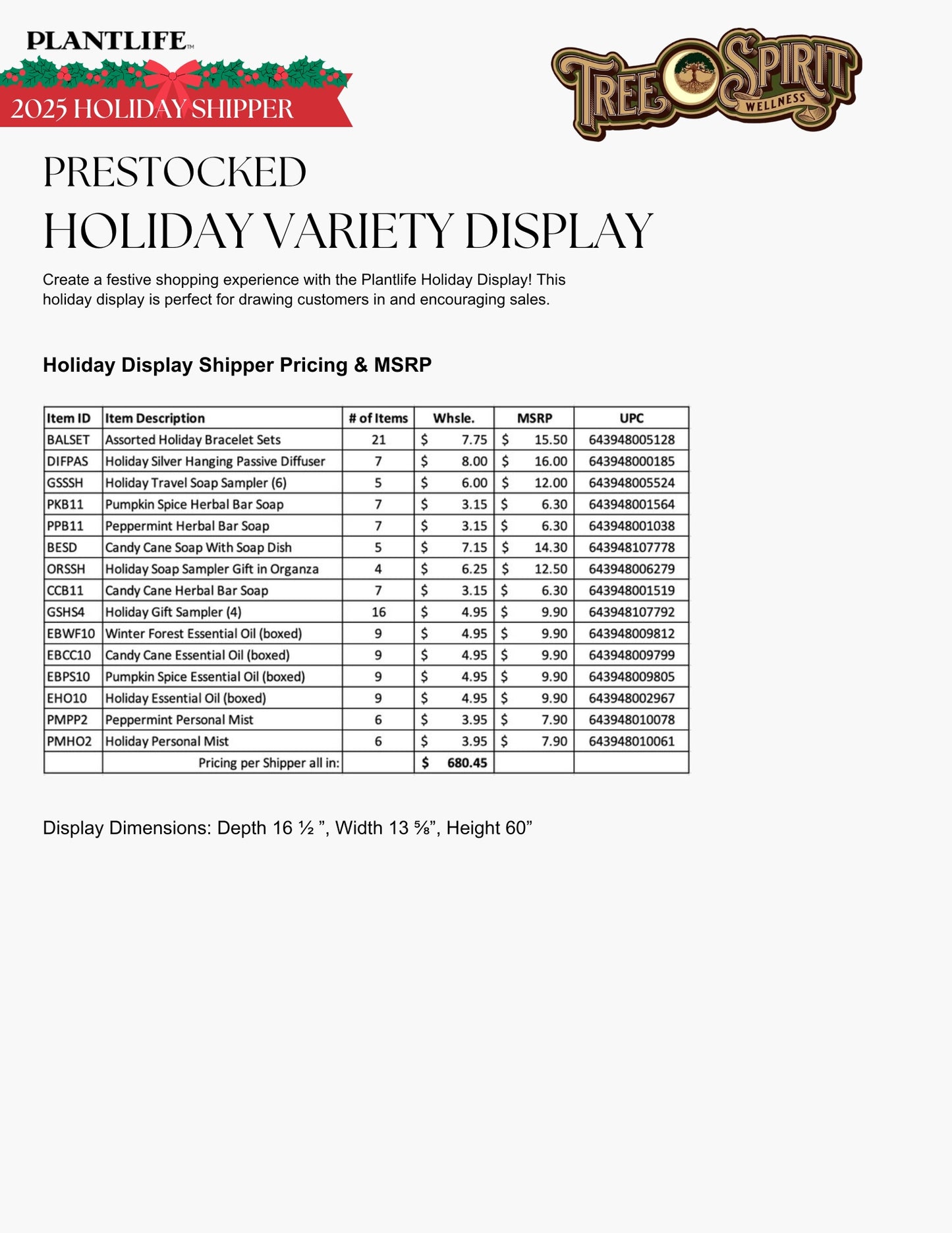 HOLIDAY VARIETY DISPLAY - limited Offer