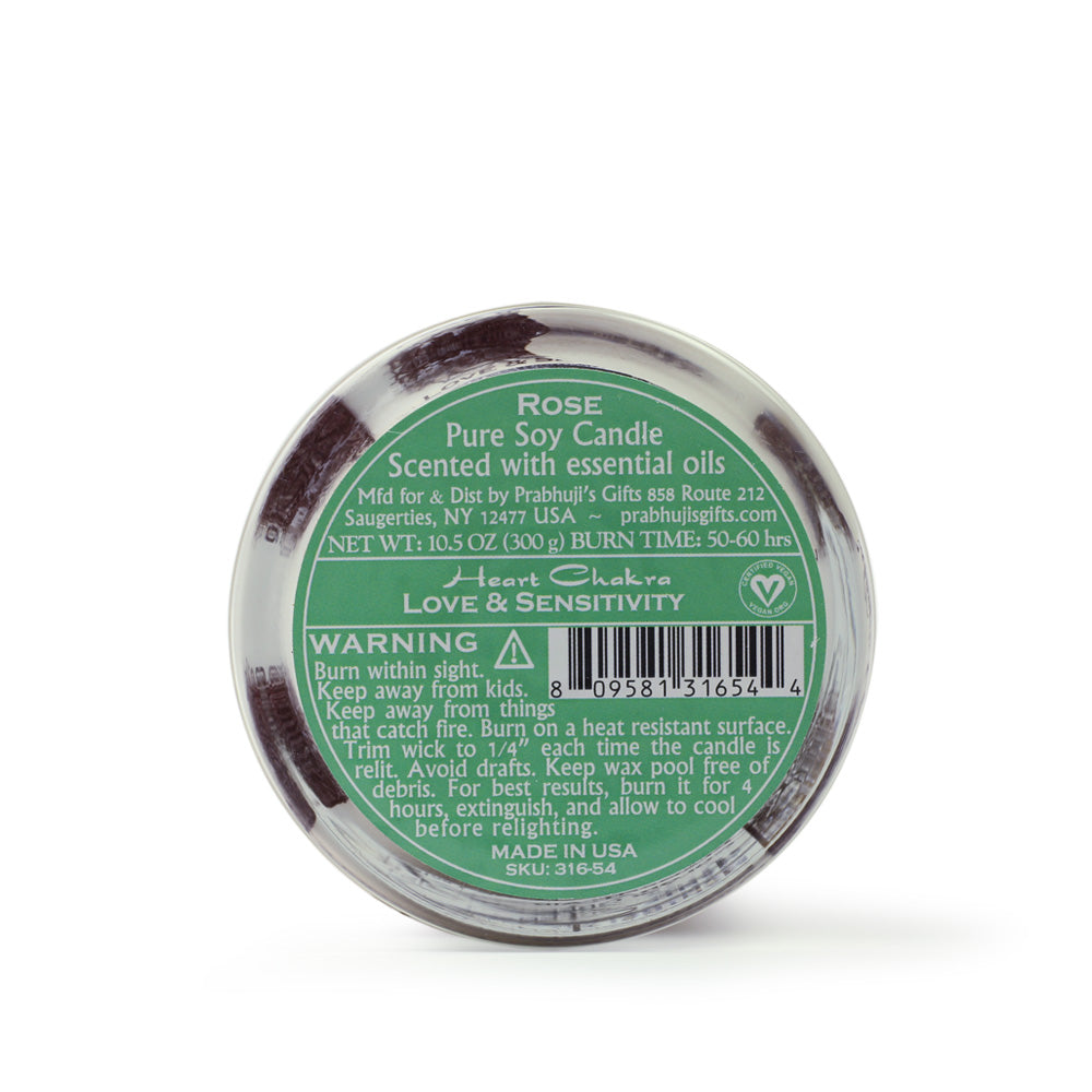 Soy Candle for Chakra Meditation Scented with Essential Oils | Heart Chakra Anahata | Wild Rose | Love and Sensitivity - 10.5oz - Wholesale and Retail Prabhuji's Gifts