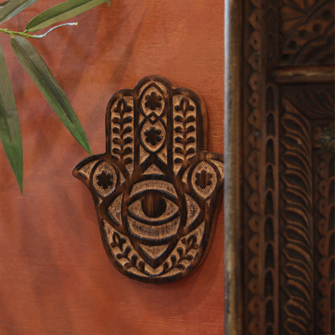 Prabhuji Decor - Wooden Hamsa - Myrtle 7"x6"