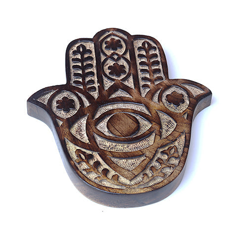 Decor - Wooden Hamsa - Myrtle 7"x6" - Wholesale and Retail Prabhuji's Gifts
