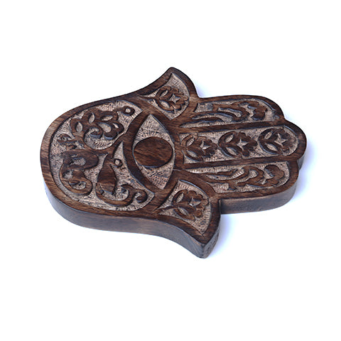 Prabhuji Decor - Wooden Hamsa - Cherry Blossom 7"x6"