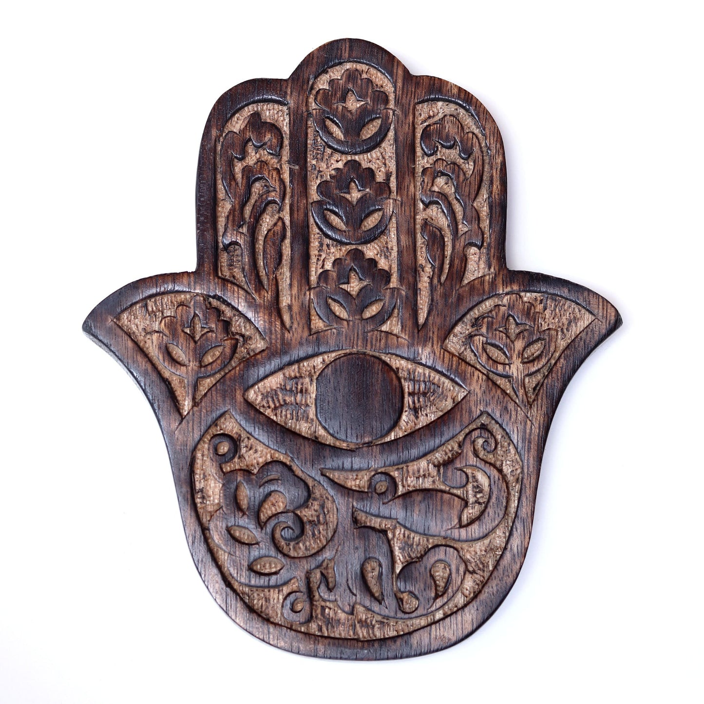 Prabhuji Decor - Wooden Hamsa - Cherry Blossom 7"x6"