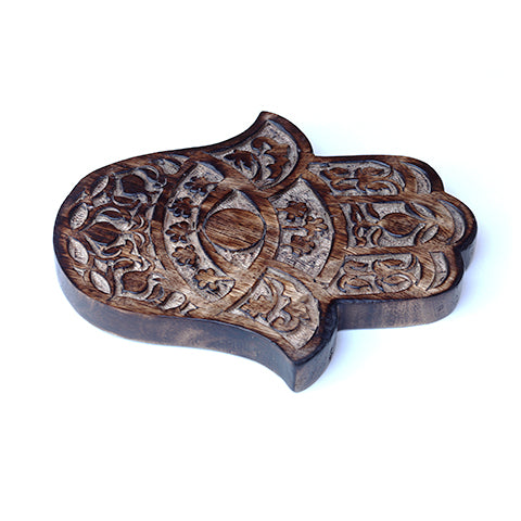 Decor - Wooden Hamsa - Pomegranate 7"x6", Hand of Mary, Hand of Fatima - Wholesale and Retail Prabhuji's Gifts