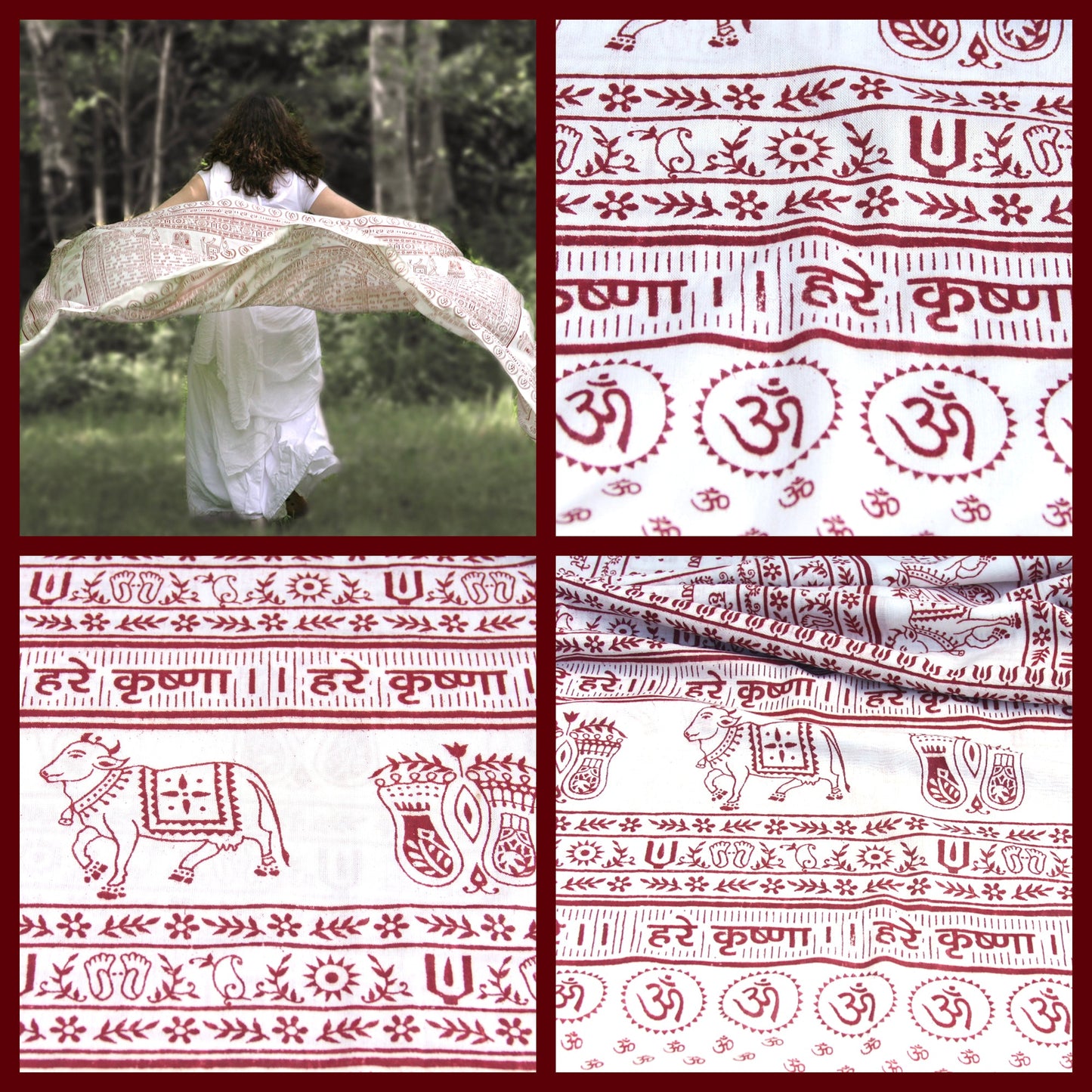 Prabhuji Meditation Yoga Prayer Shawl - Maha Mantra - White Large