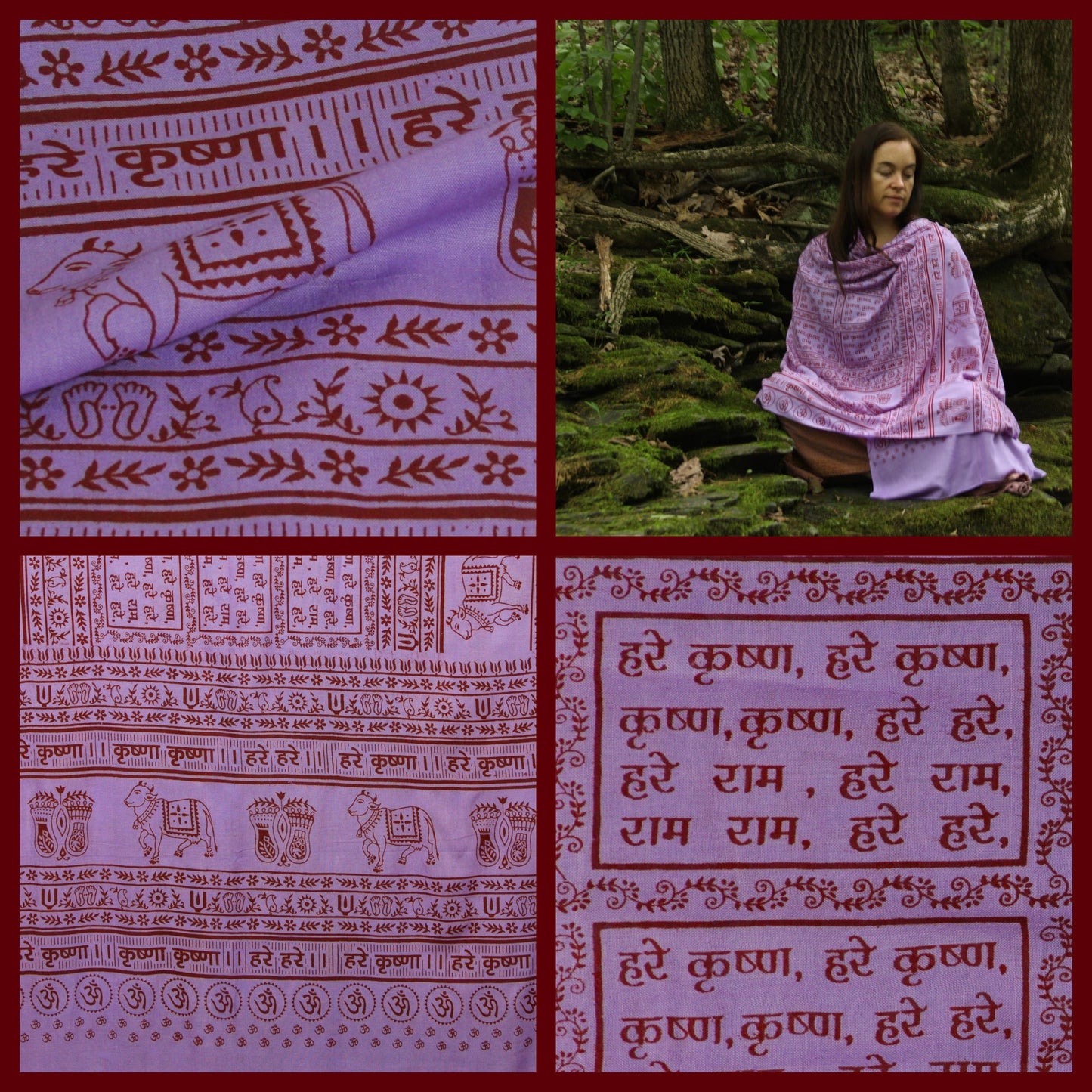 Prabhuji Meditation Yoga Prayer Shawl - Maha Mantra - Purple Large