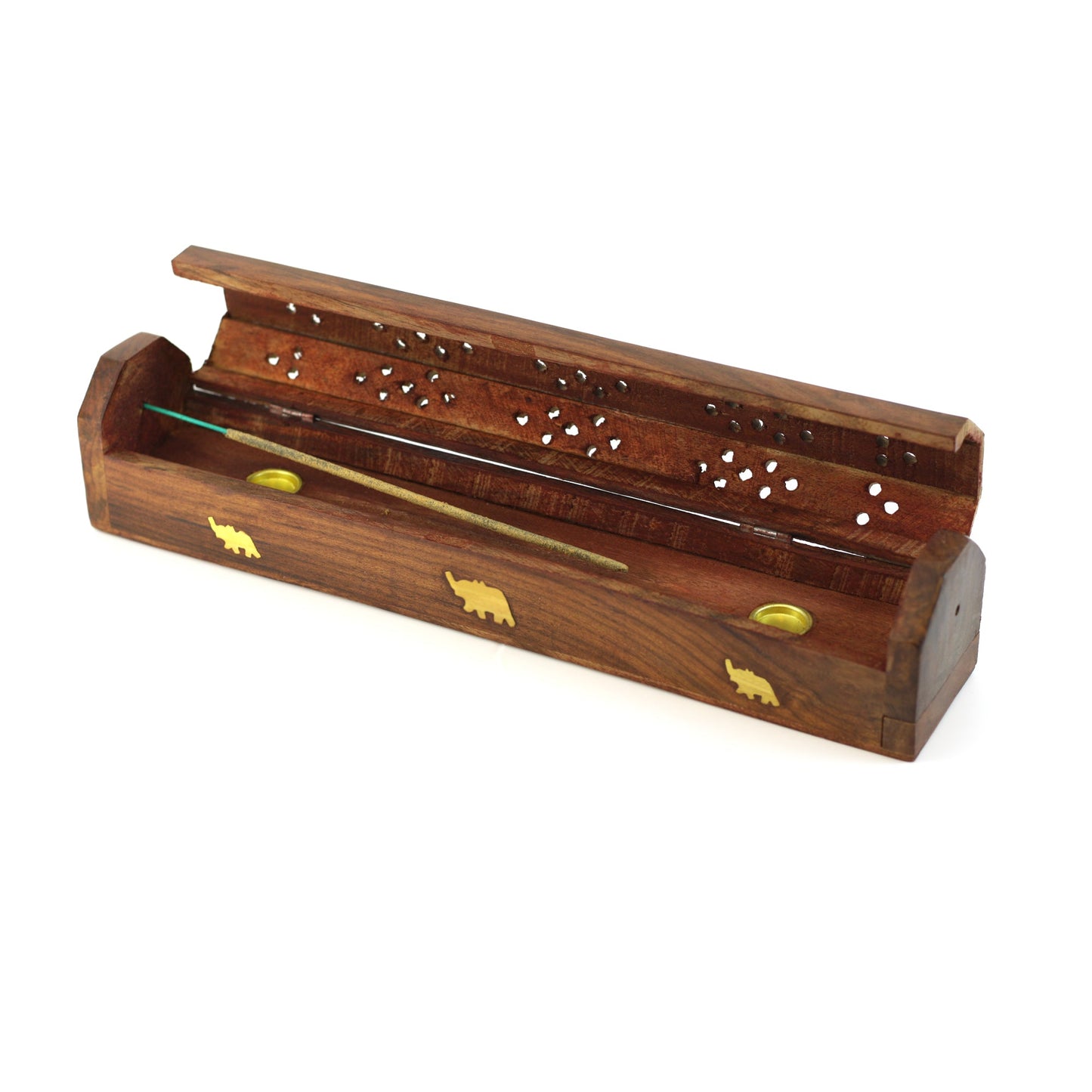 Prabhuji Incense Burner - Wooden Box with Storage - Elephant