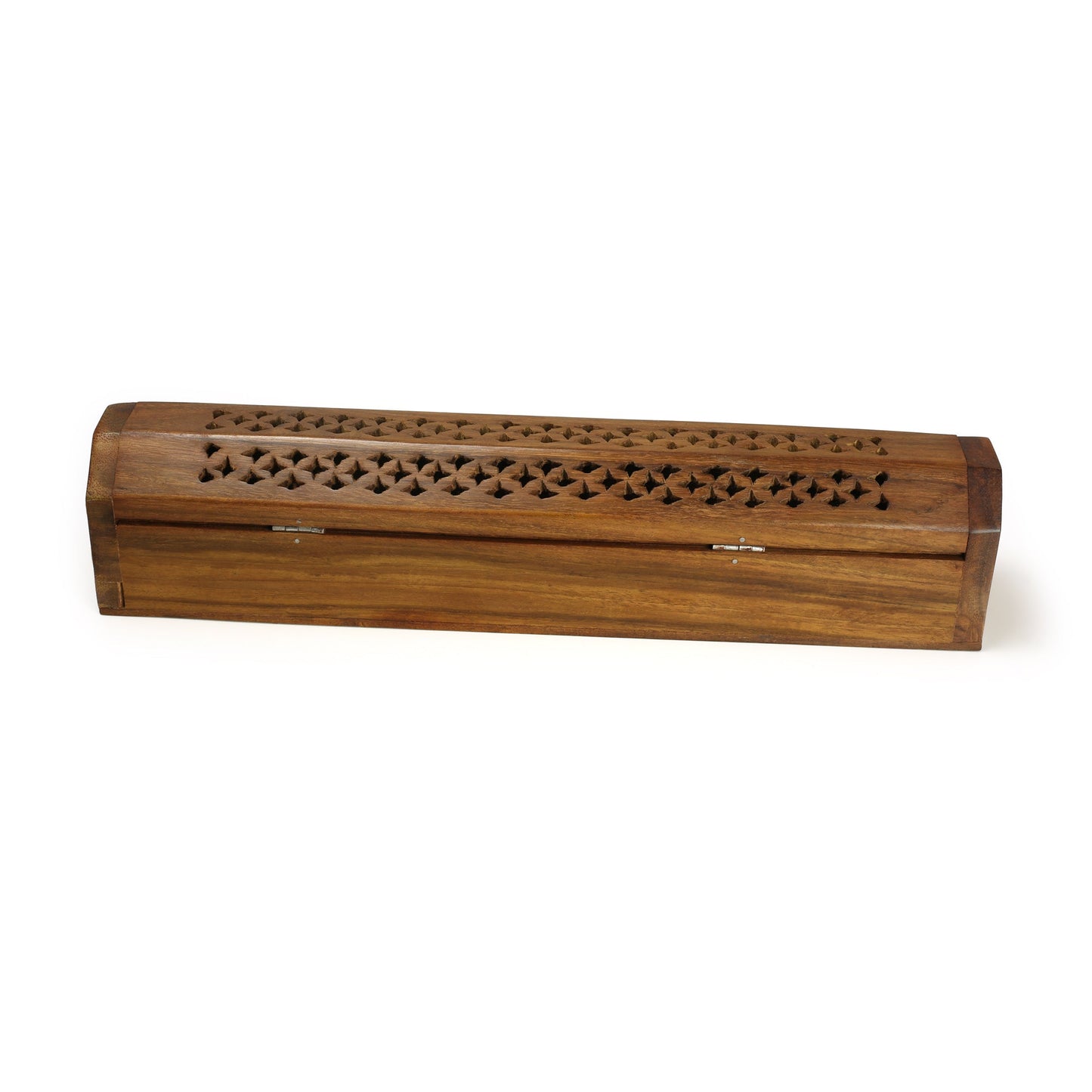 Prabhuji Incense Burner - Wooden Box with Storage - Decorative Jali Cover