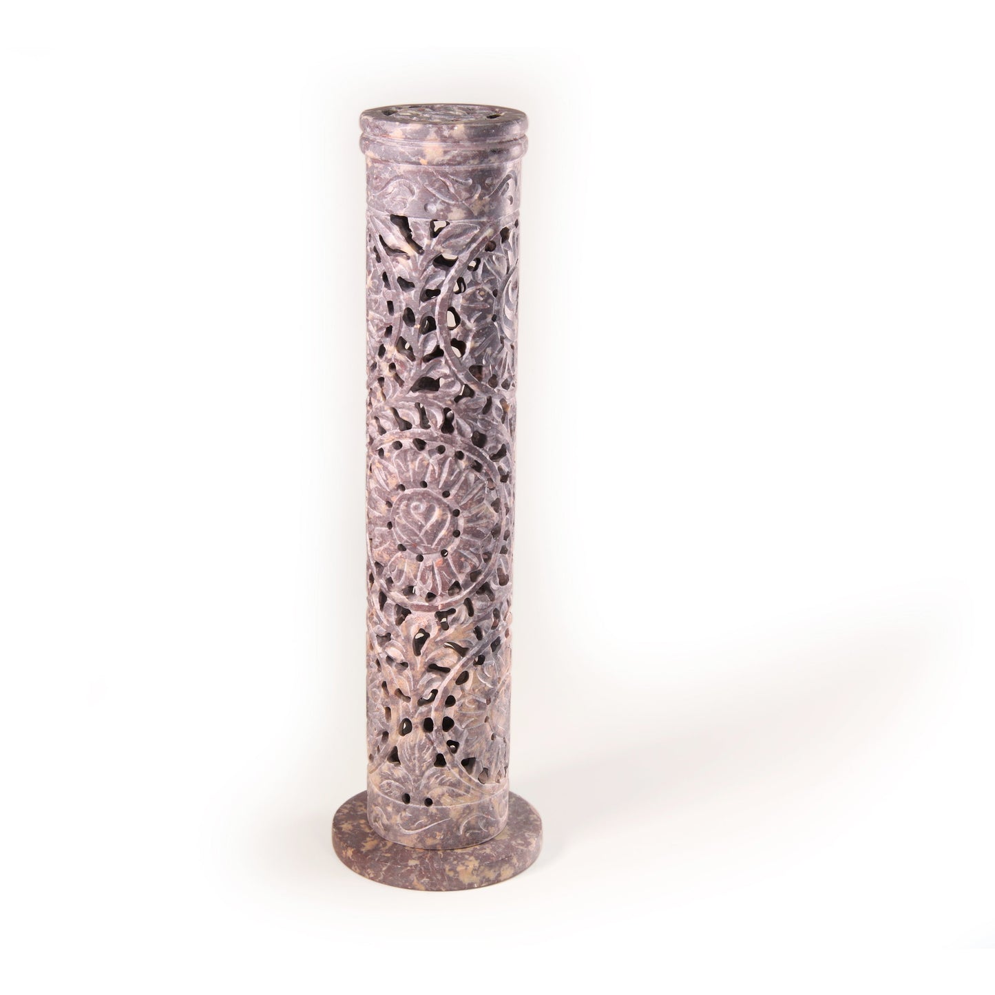 Prabhuji Incense Burner - Soapstone Tower Rose Vine Jali