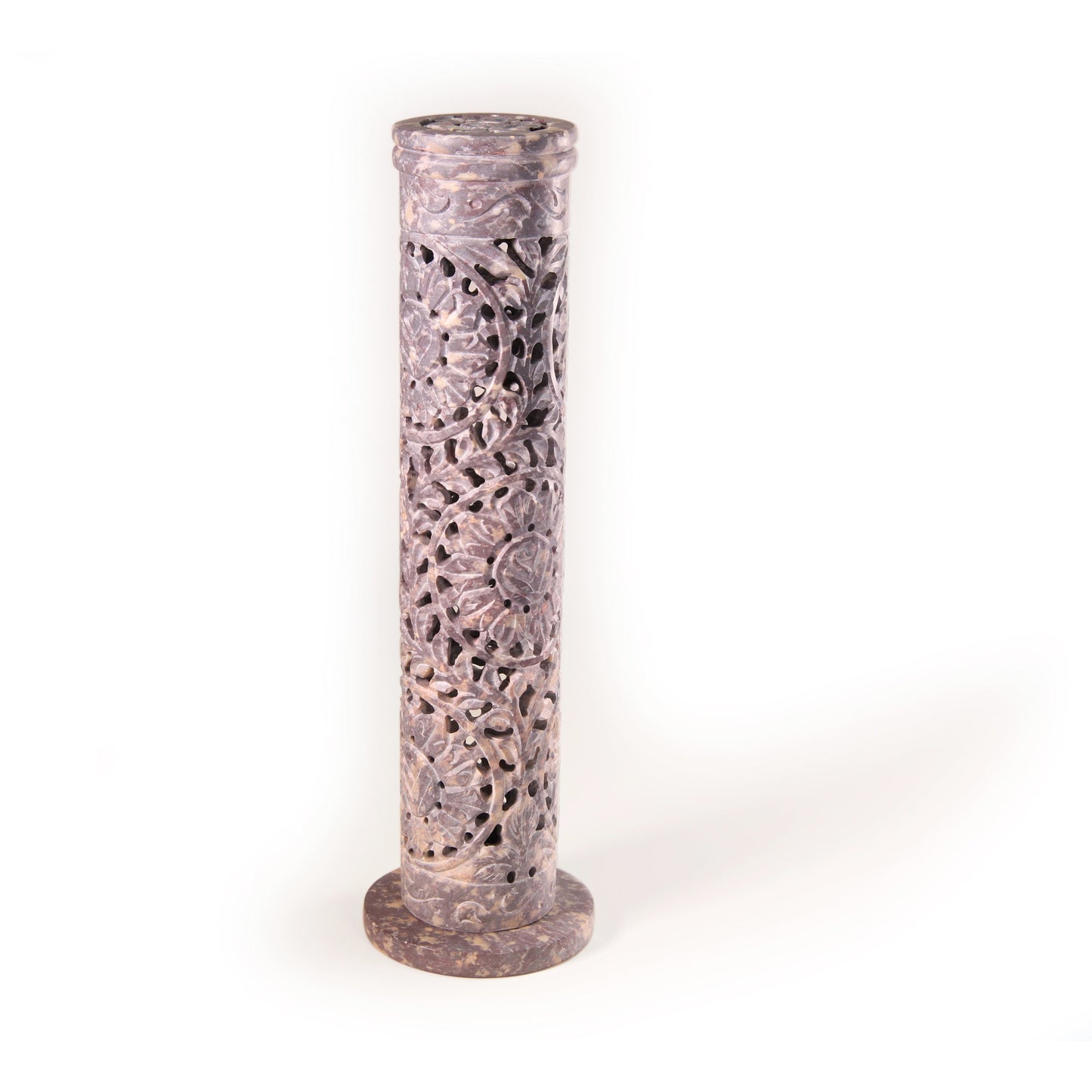 Prabhuji Incense Burner - Soapstone Tower Rose Vine Jali