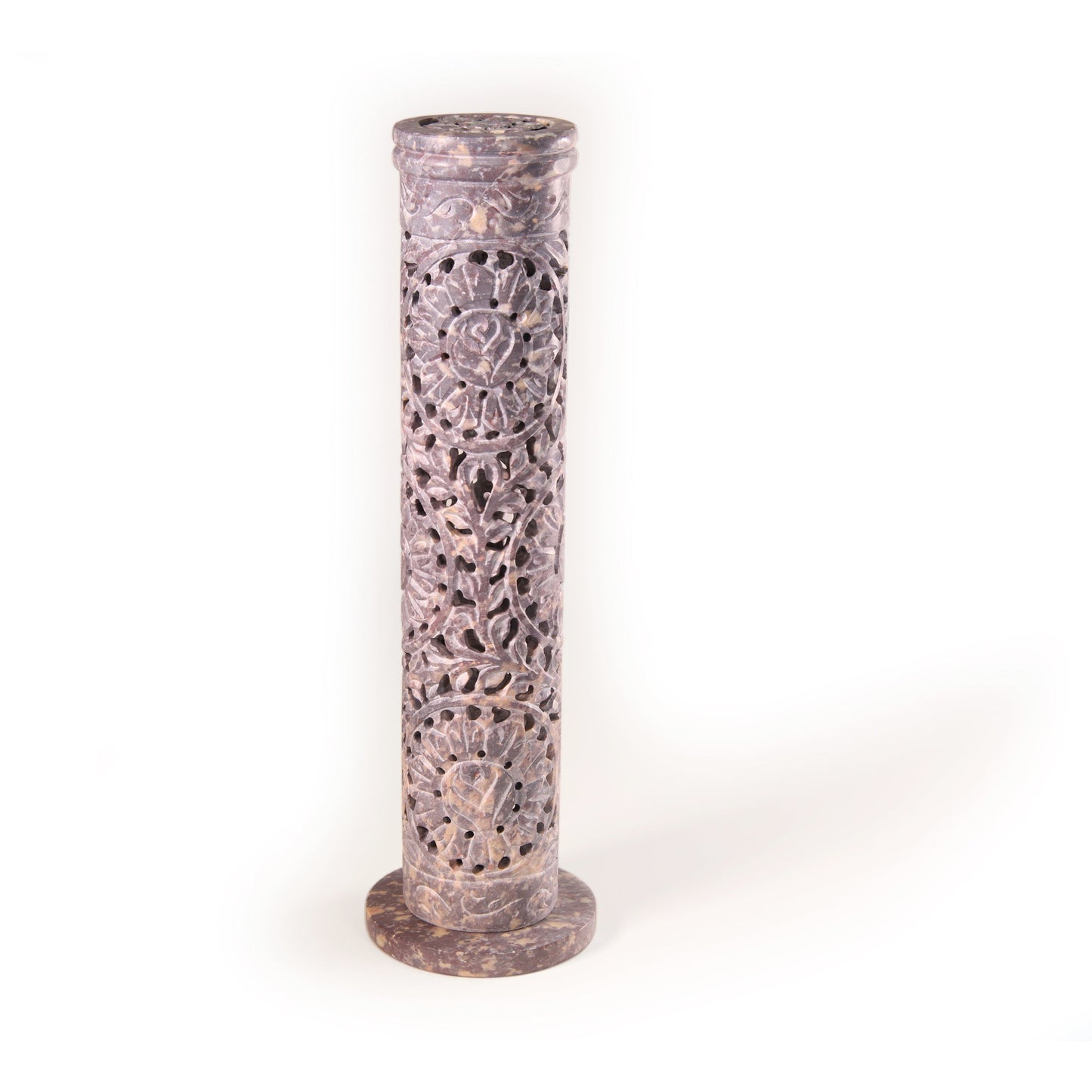 Prabhuji Incense Burner - Soapstone Tower Rose Vine Jali