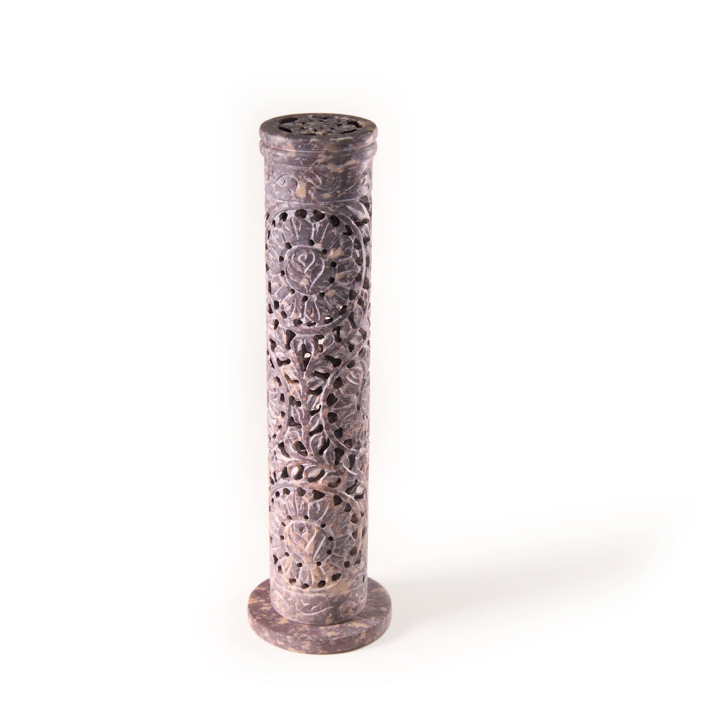 Prabhuji Incense Burner - Soapstone Tower Rose Vine Jali