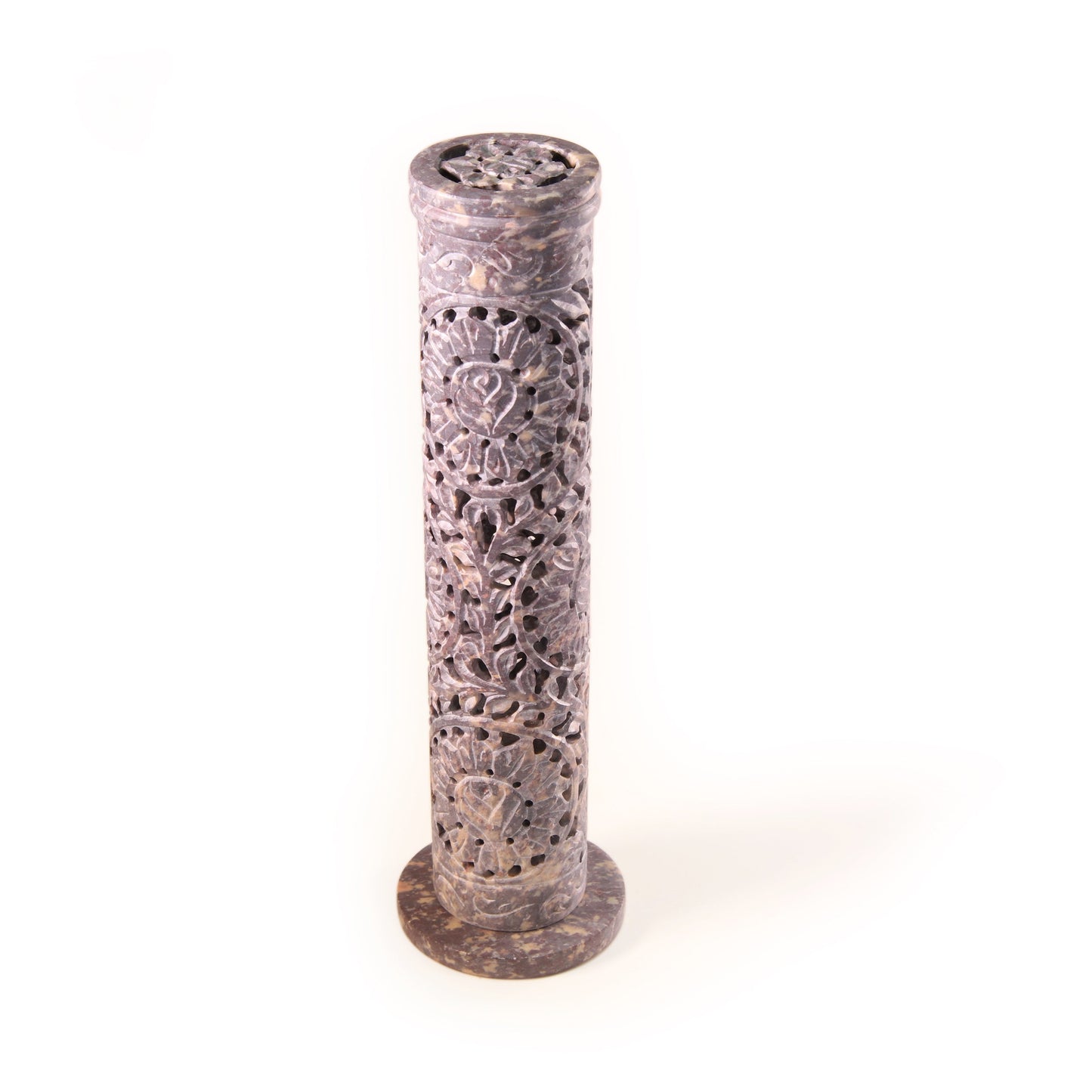 Prabhuji Incense Burner - Soapstone Tower Rose Vine Jali