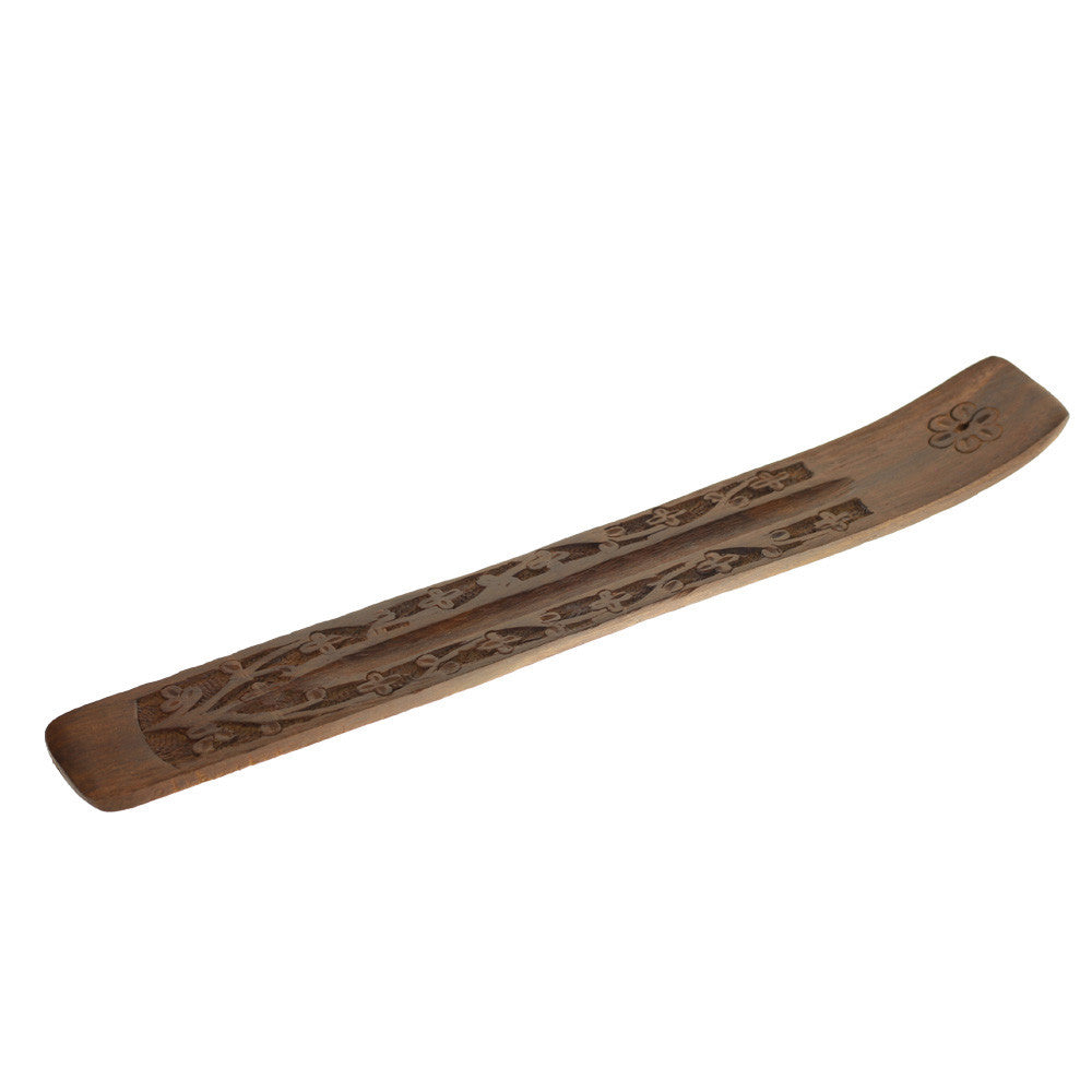Incense Burner - Wooden Flat Carved Flower - Wholesale and Retail Prabhuji's Gifts