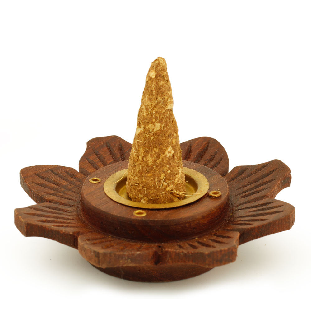 Incense Burner - Wooden Round Plate Lotus - 4 inches - Wholesale and Retail Prabhuji's Gifts