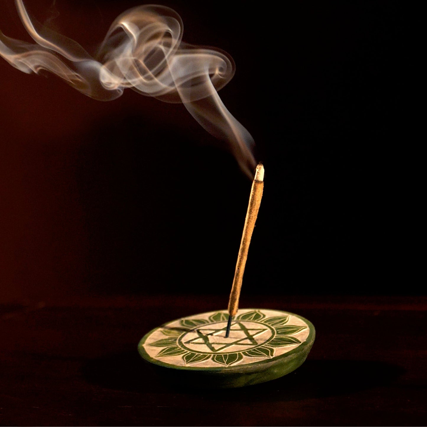 Prabhuji Incense Burner - Soapstone Plate Heart Chakra Anahata 3"