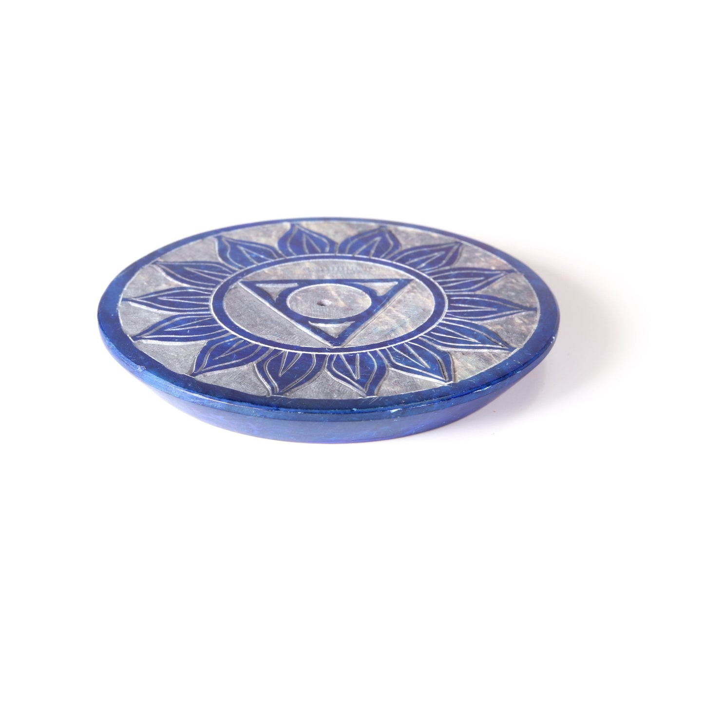 Prabhuji Incense Burner - Soapstone Plate Throat Chakra Vishudha 3"