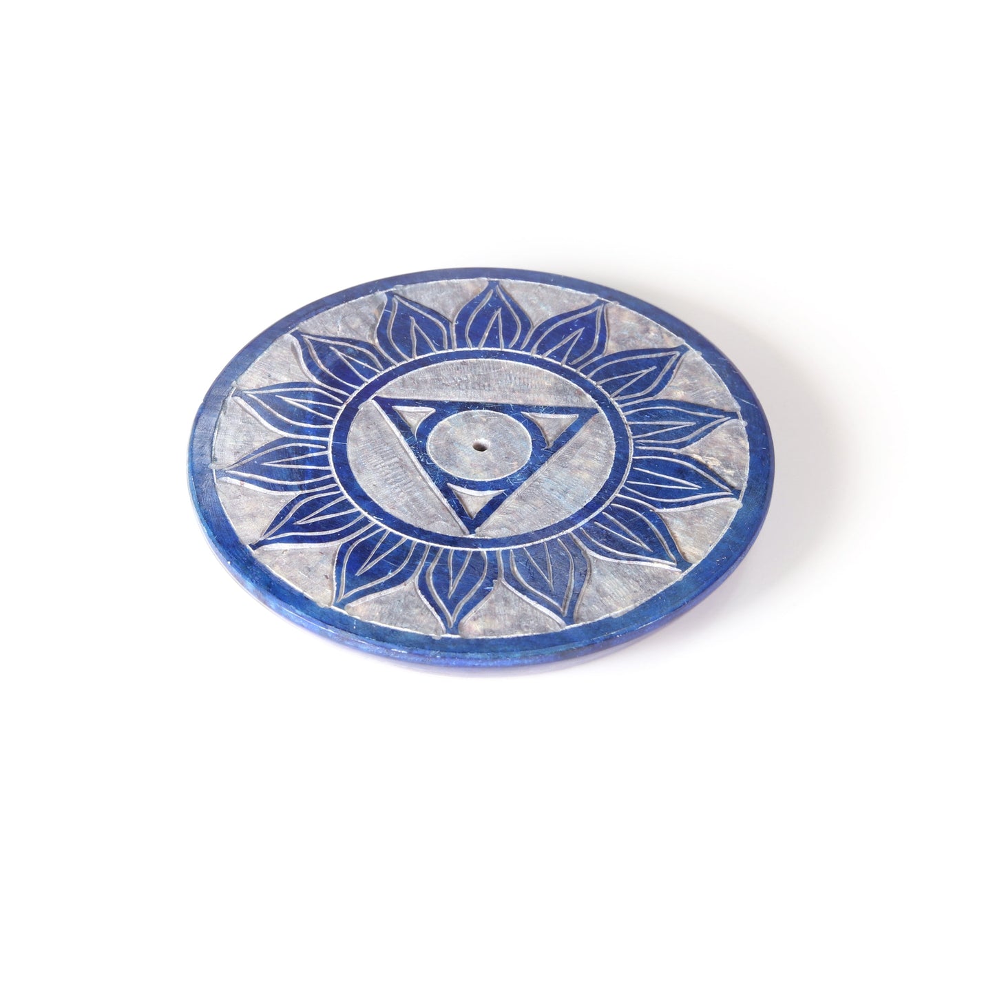 Prabhuji Incense Burner - Soapstone Plate Throat Chakra Vishudha 3"
