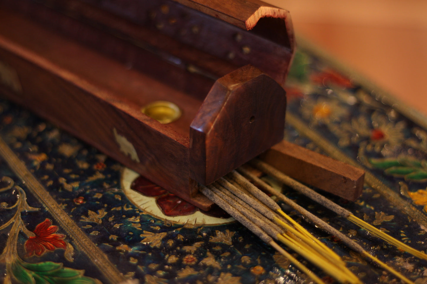 Prabhuji Incense Burner - Wooden Box with Storage - Elephant