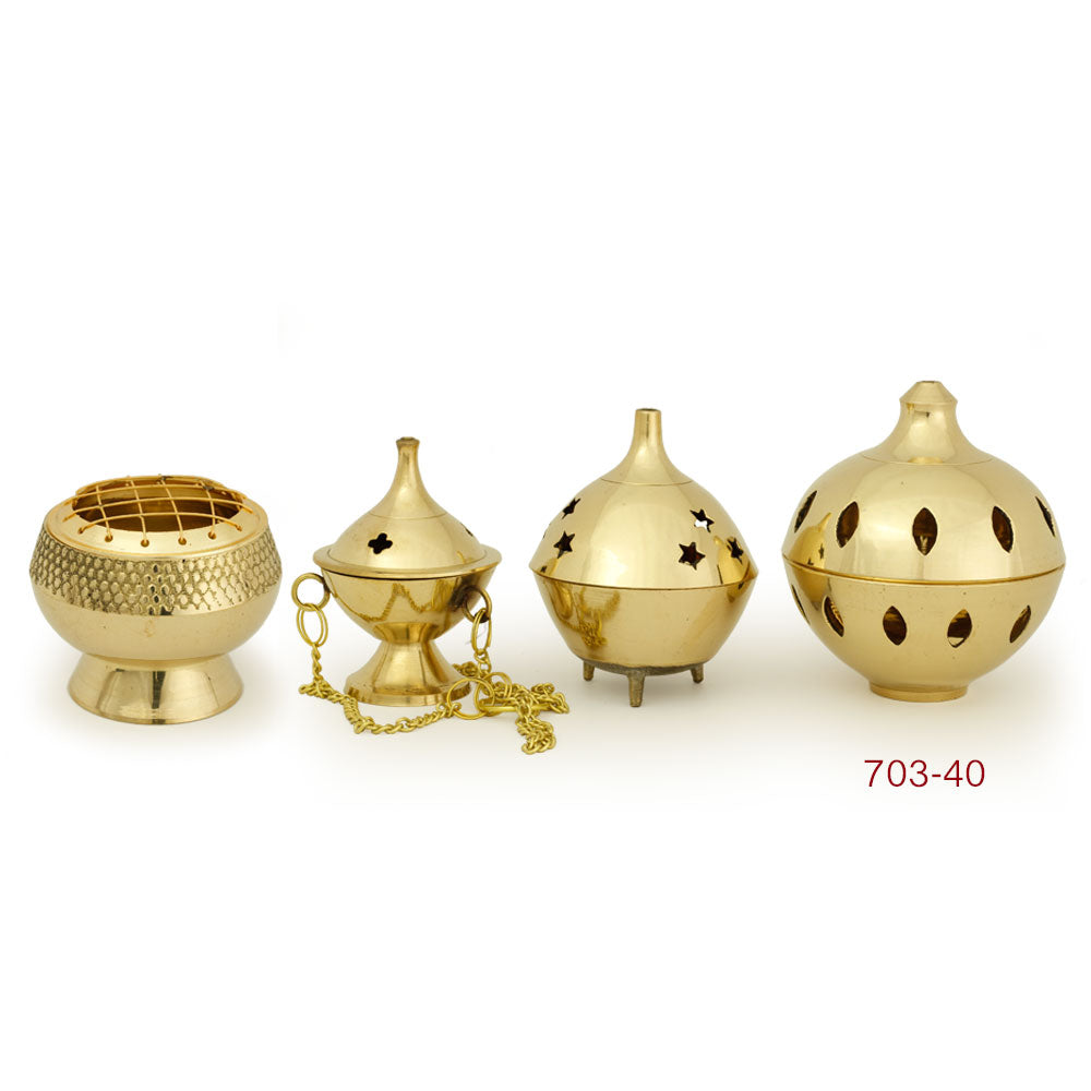Burner - Brass Burner, Clear Ball 3.25"Hx3"D - Wholesale and Retail Prabhuji's Gifts