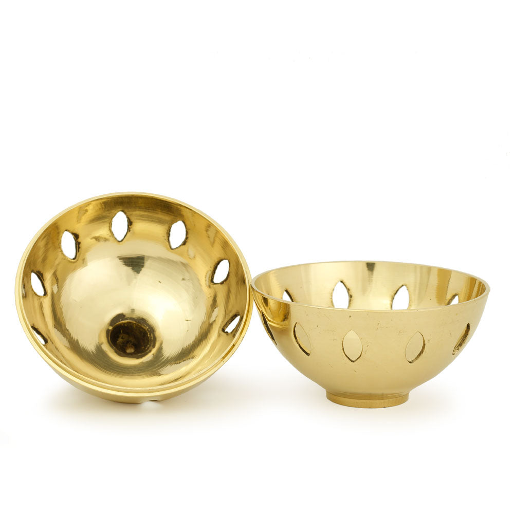 Burner - Brass Burner, Clear Ball 3.25"Hx3"D - Wholesale and Retail Prabhuji's Gifts
