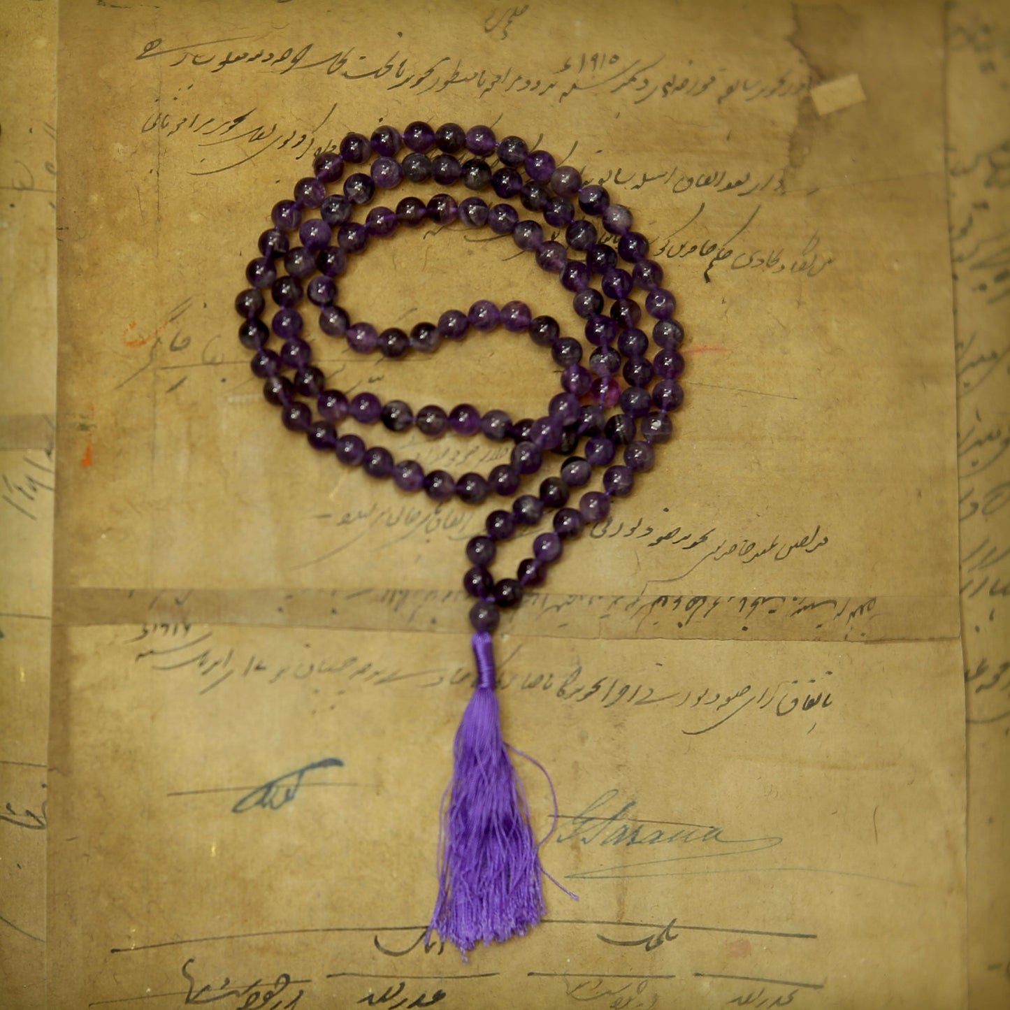 Prabhuji Prayer Mala Beads - Amethyst - 108 Prayer Beads