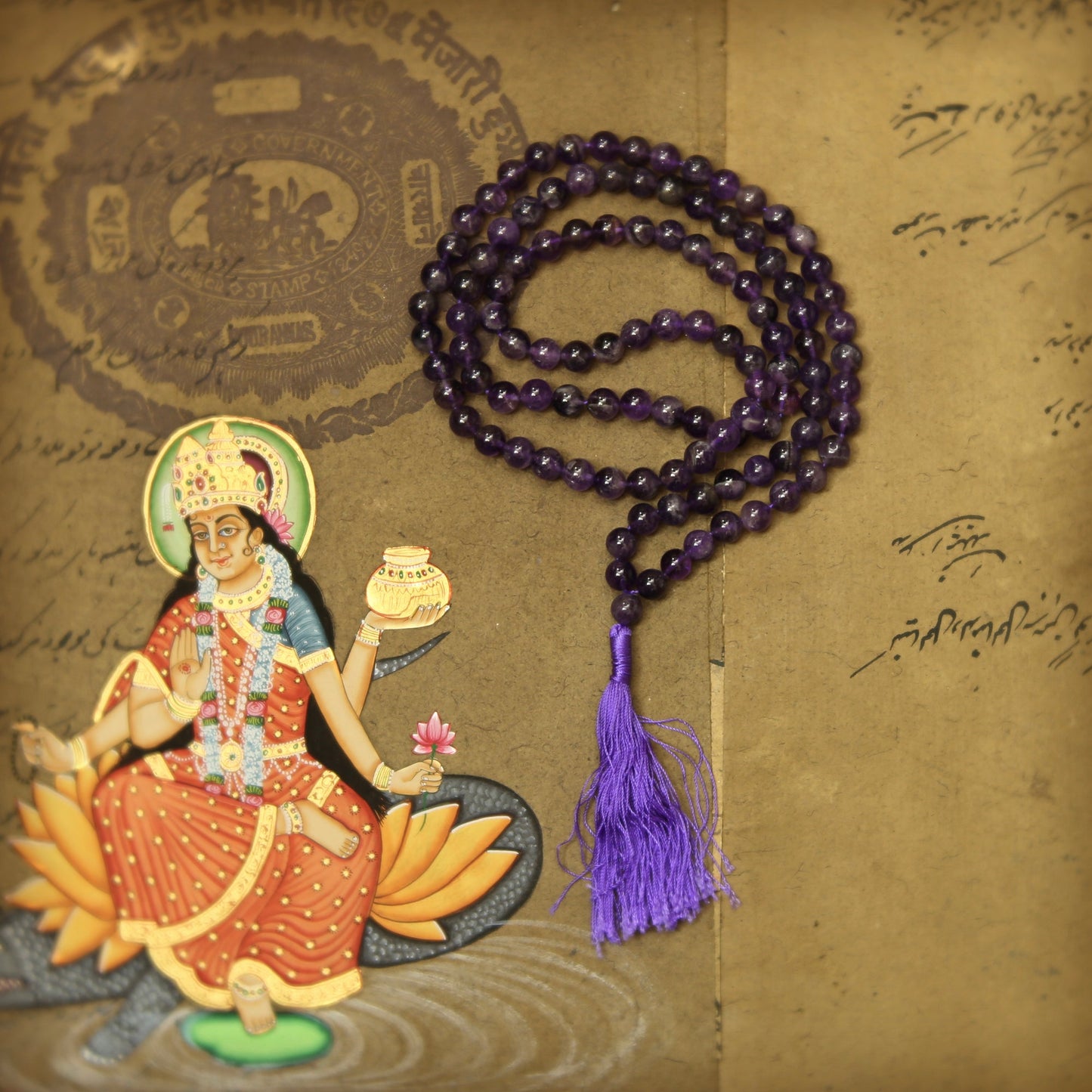 Prabhuji Prayer Mala Beads - Amethyst - 108 Prayer Beads