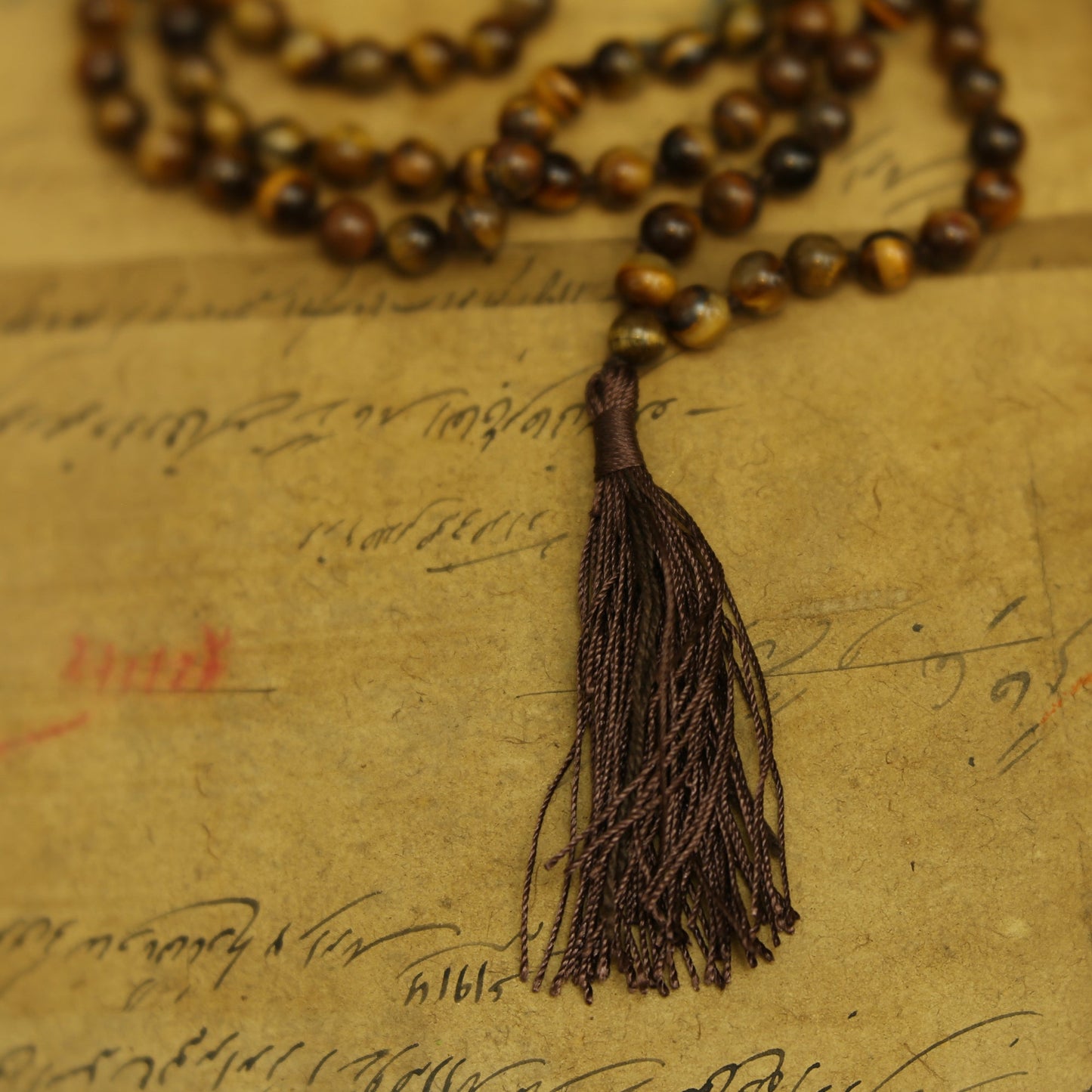 Prabhuji Prayer Mala Beads - Tiger Eye - 108 Prayer Beads