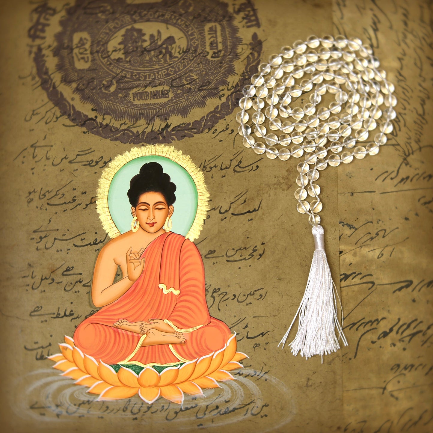 Prabhuji Prayer Mala Beads - Clear Crystal Quartz - 108 Prayer Beads