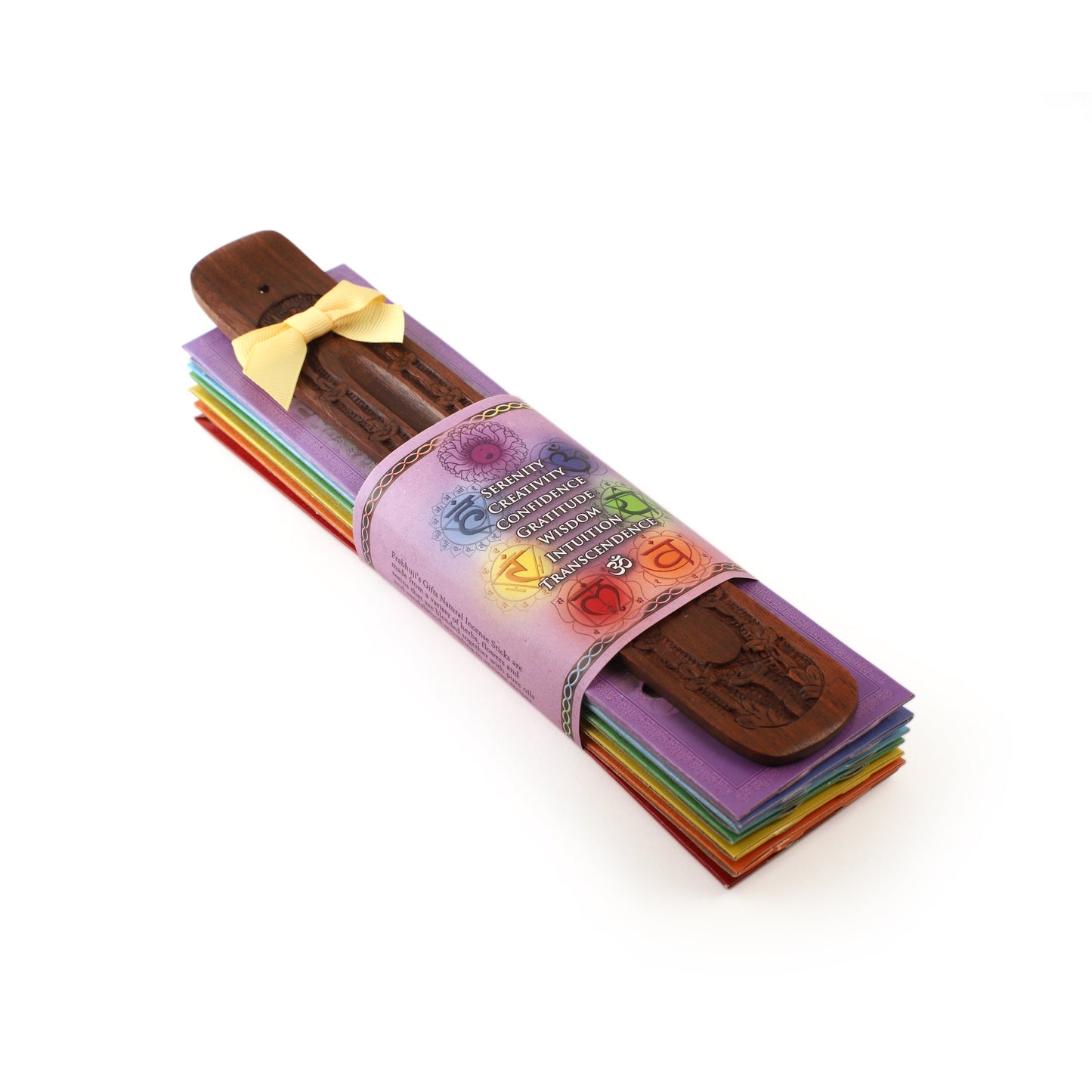 Prabhuji's Gifts - Incense Gift Set - Flat Burner + 7 Chakras Incense Stick in Purple Greeting Sleeve