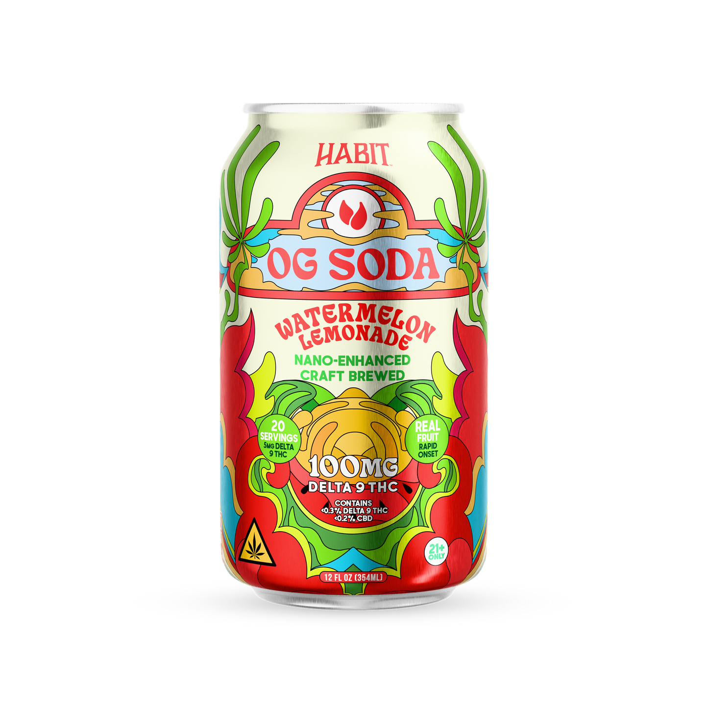 Delta 9 100mg OG Soda - Watermelon Lemonade - 12pk - Tree Spirit Wellness