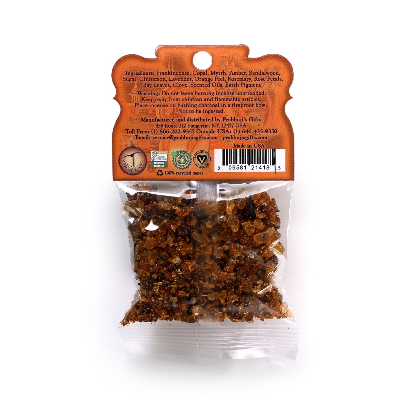 Prabhuji Resin Incense Ananda - Clearing Negativity - 1.2oz bag