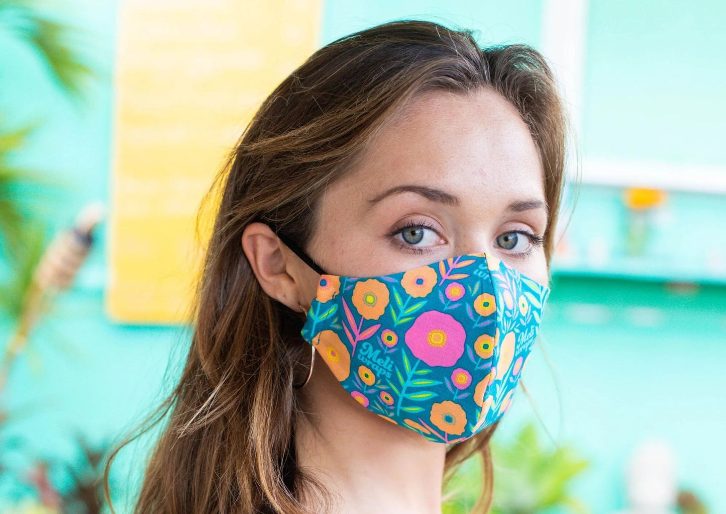 Case of 8~100% GOTS Certified Organic Cotton Face Mask in Dark BloomPrint - Tree Spirit Wellness