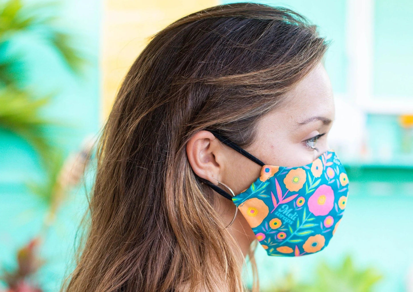 Case of 8~100% GOTS Certified Organic Cotton Face Mask in Dark BloomPrint - Tree Spirit Wellness