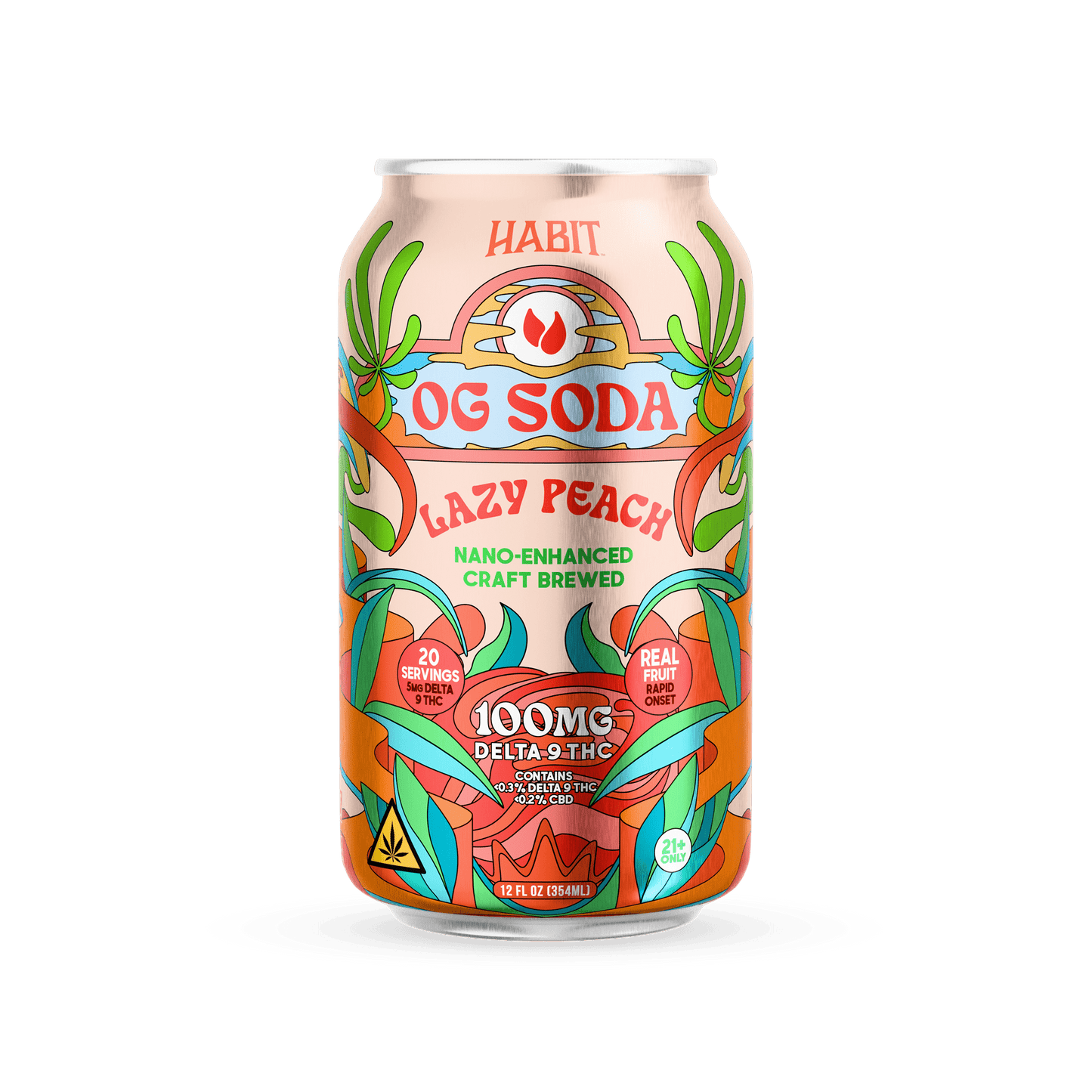 Delta 9 100mg OG Soda - Lazy Peach - Dynamic - 12pk - Tree Spirit Wellness