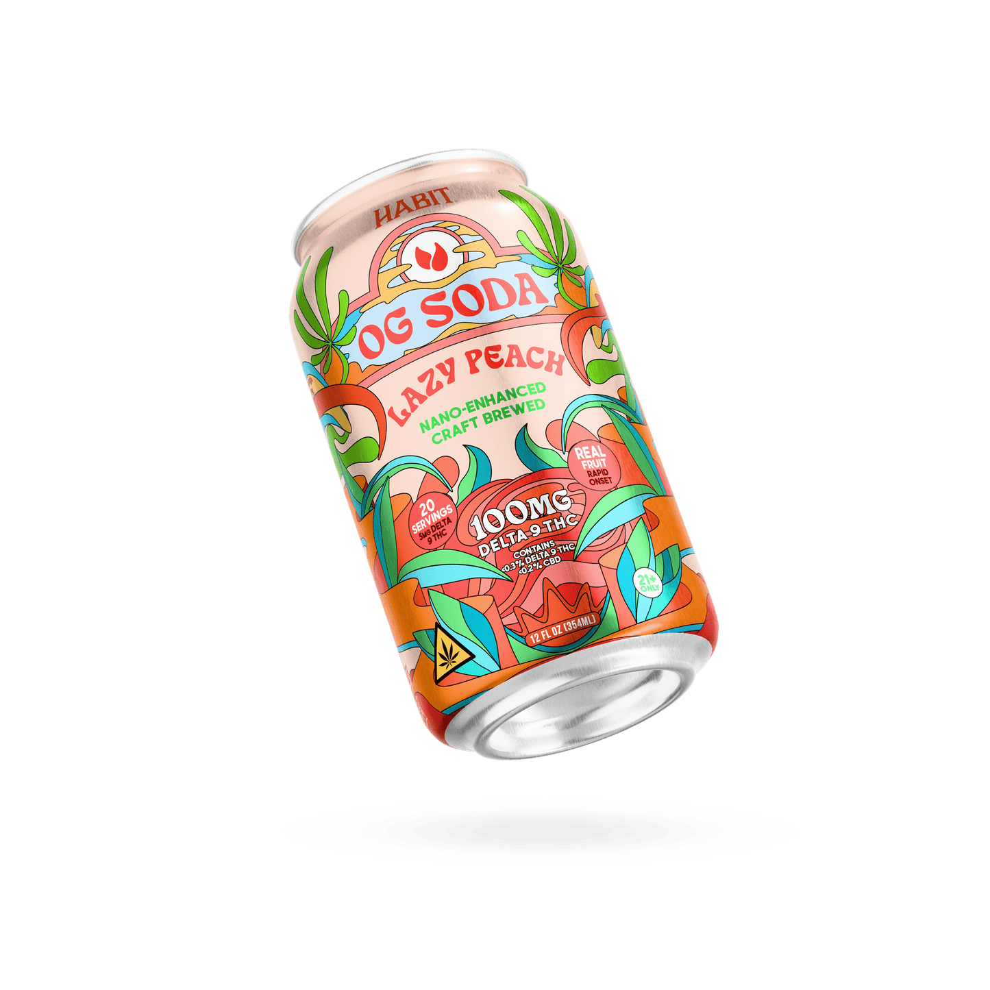 Delta 9 100mg OG Soda - Lazy Peach - Dynamic - 12pk - Tree Spirit Wellness