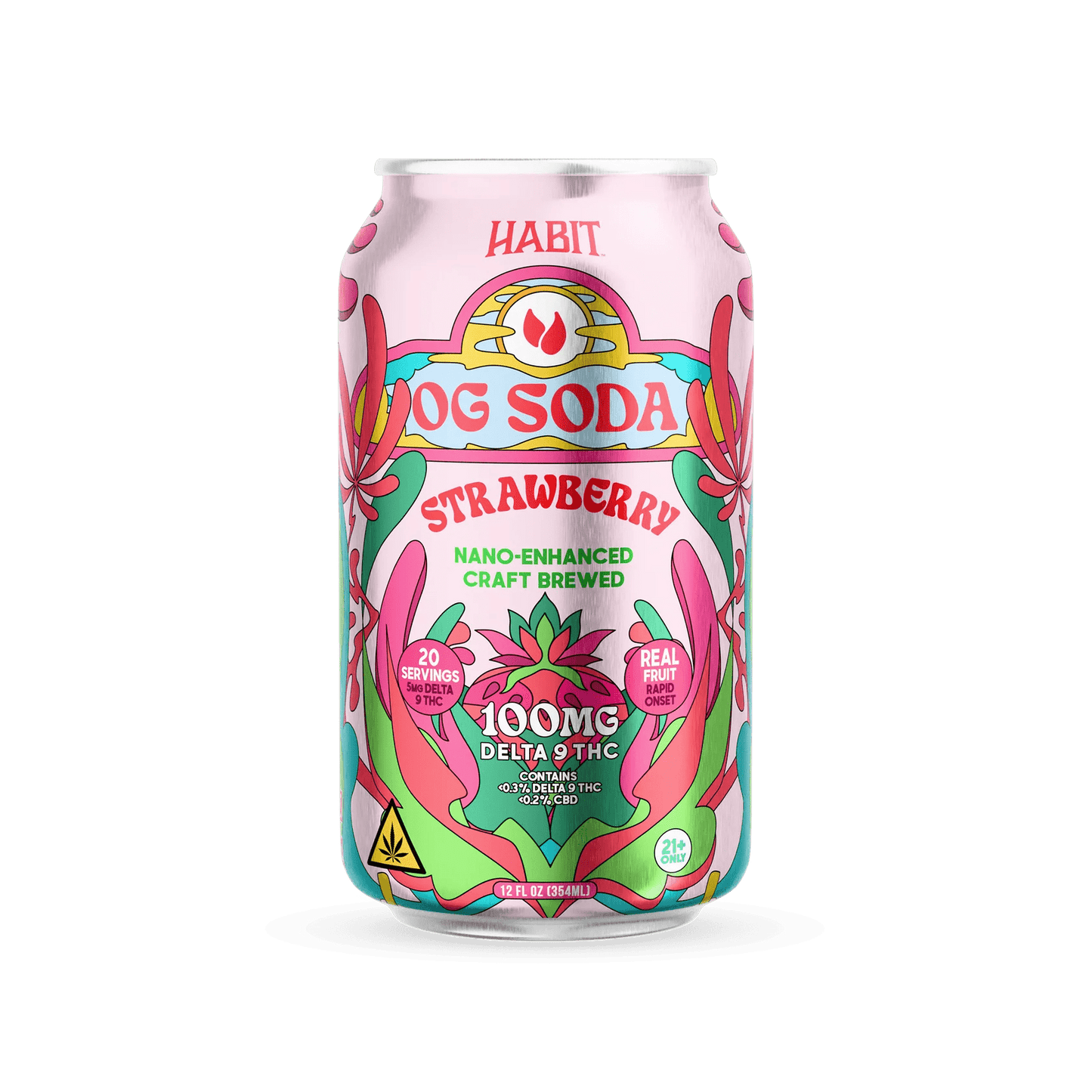 Delta 9 100mg OG Soda - Strawberry Flavors - 4*6pk - Sold in 24 Can - Tree Spirit Wellness