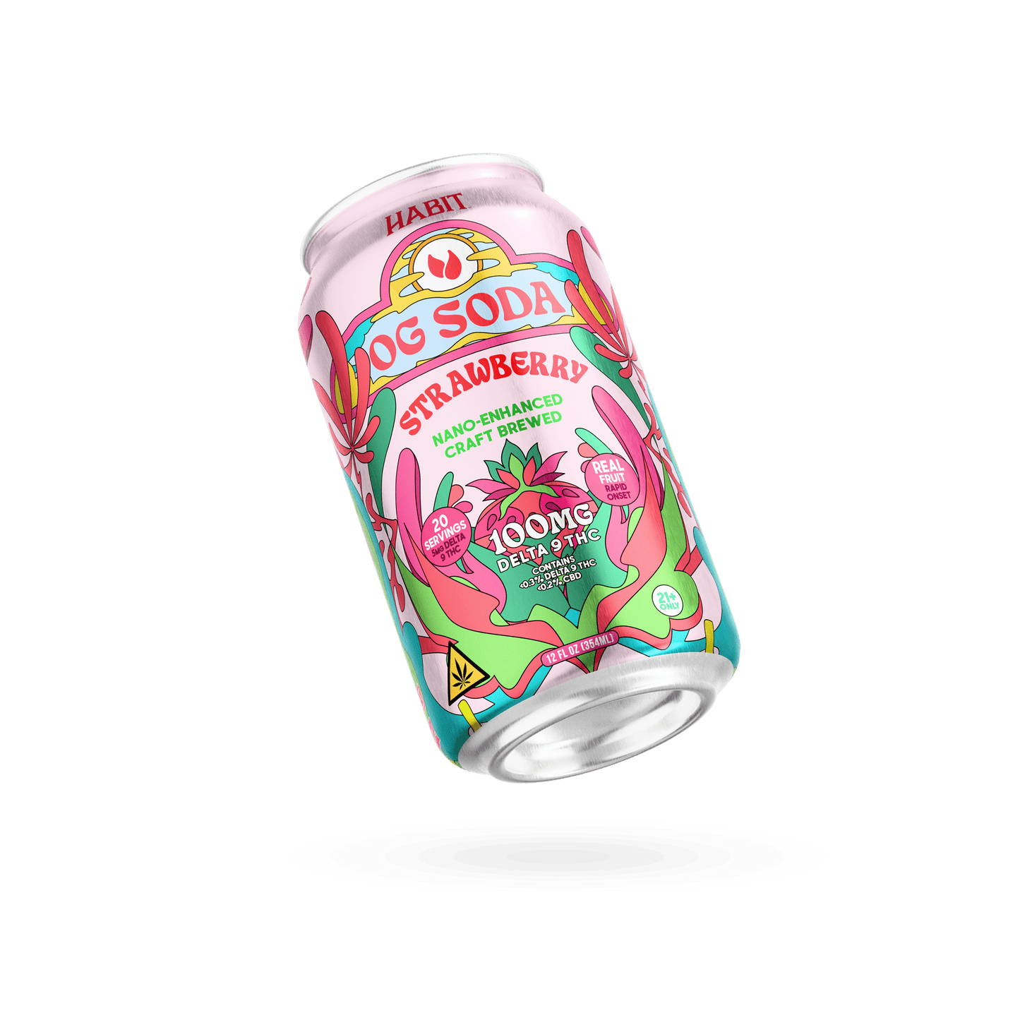 Delta 9 100mg OG Soda - Strawberry - 12pk - Tree Spirit Wellness