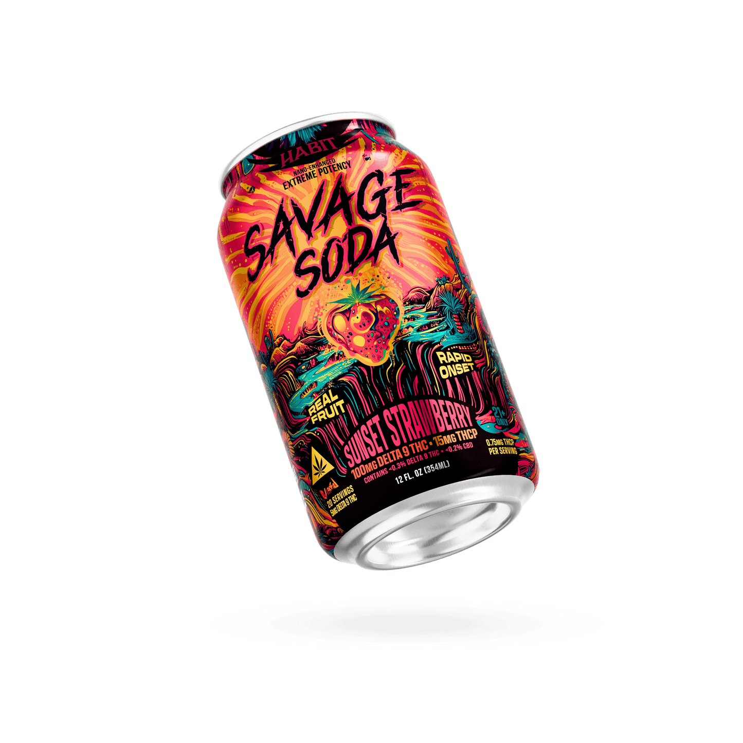 Delta 9 100mg Savage Soda - Sunset Strawberry - 6pk - Tree Spirit Wellness